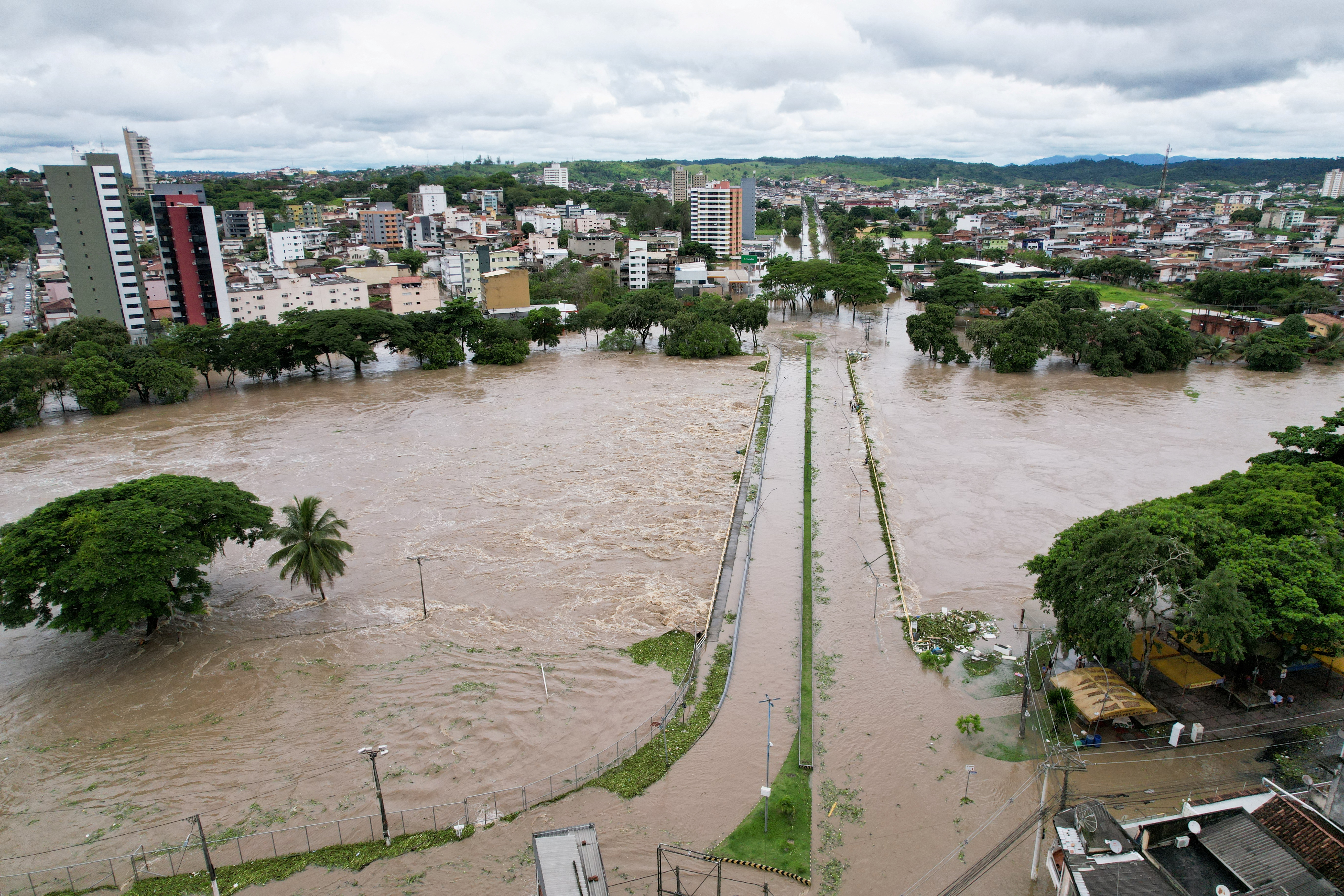 Flooding caused by overflowing rivers in Bahia