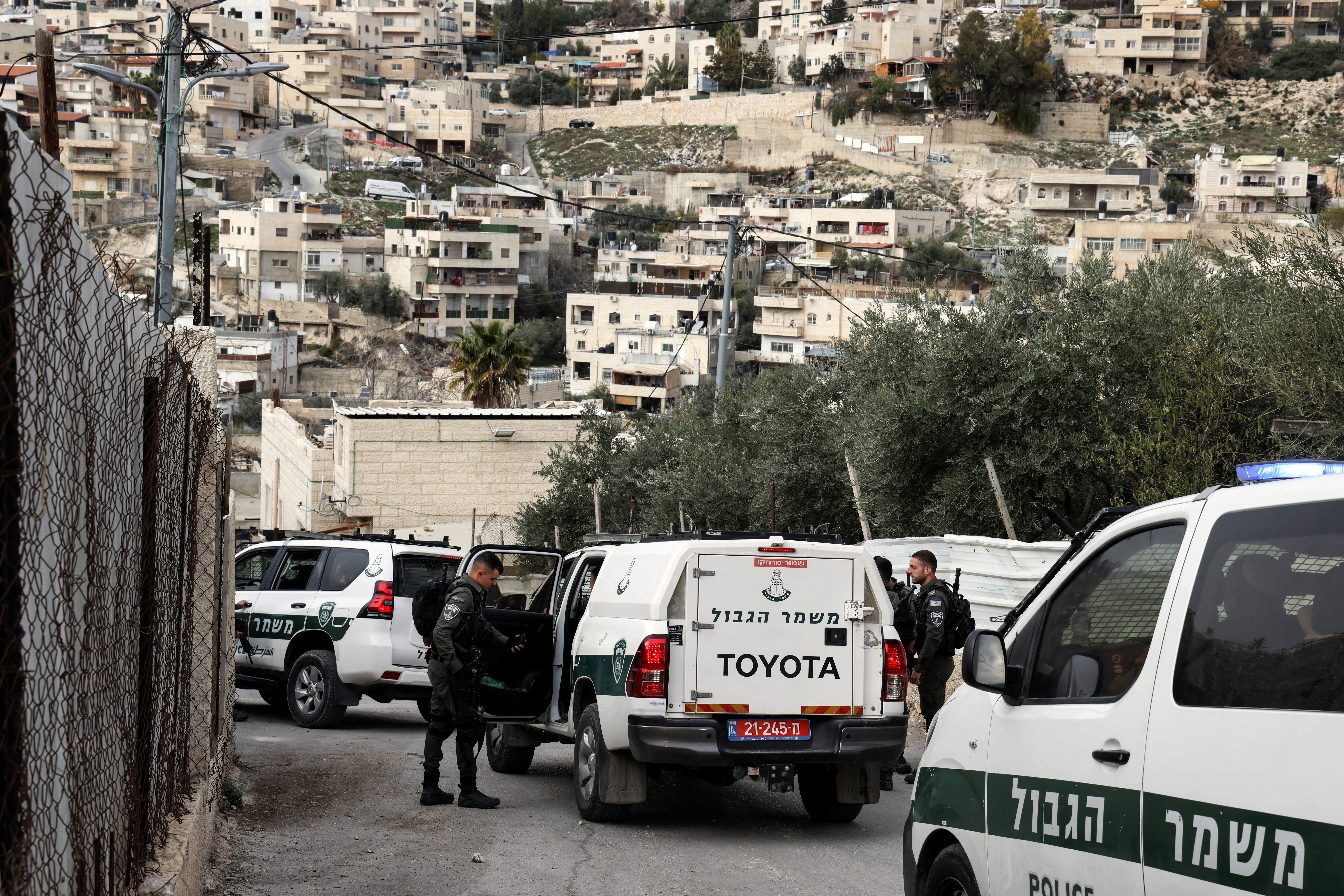 Israeli Border police arrives at the family house of Mahmoud Aleiwat, the 13-year-old shooting suspect, in East Jerusalem