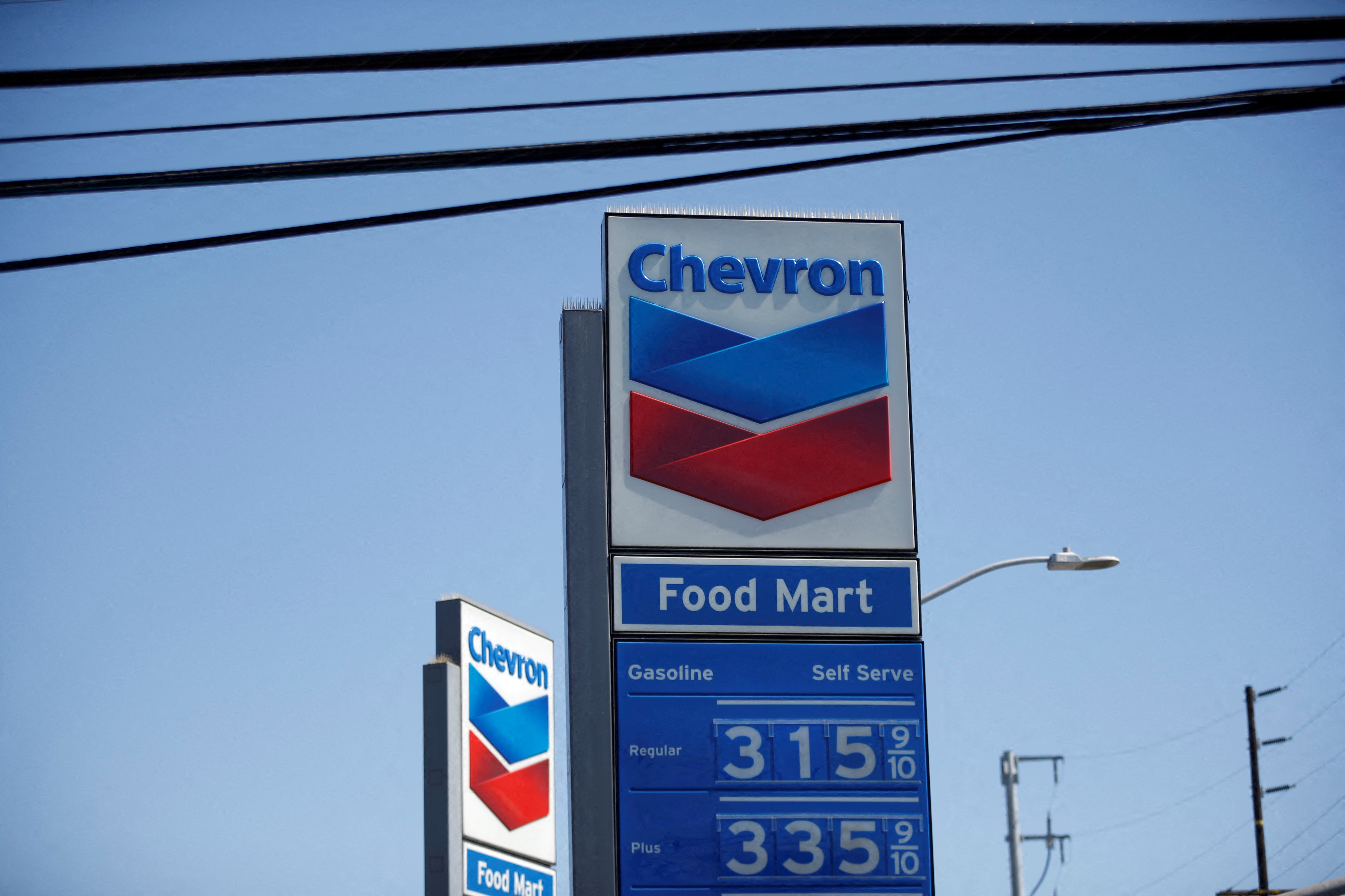 Chevron's logo is seen in Los Angeles