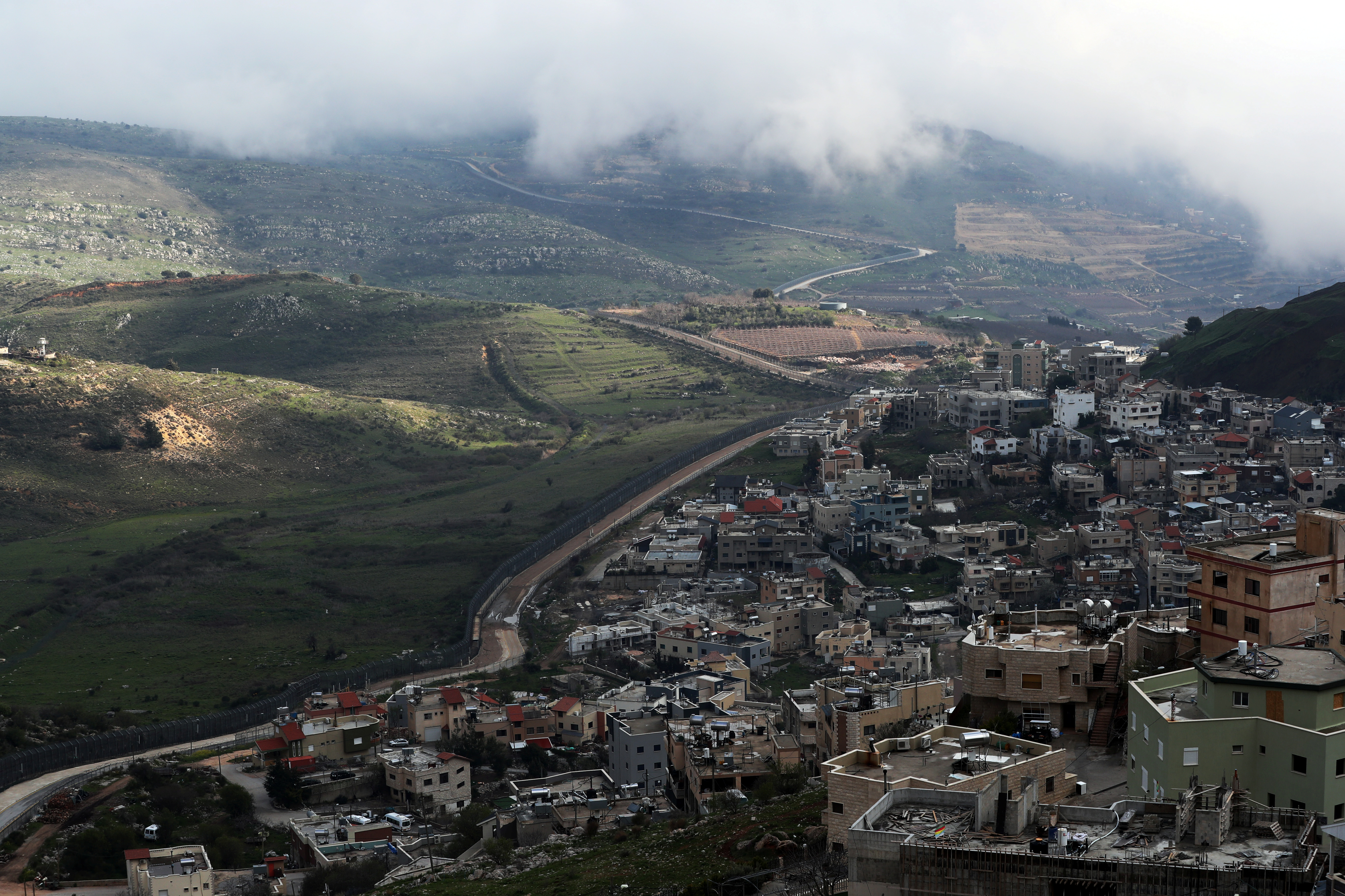 A general view shows the town of Majdal Shams near the ceasefire line between Israel and Syria in the Israeli-occupied Golan Heights