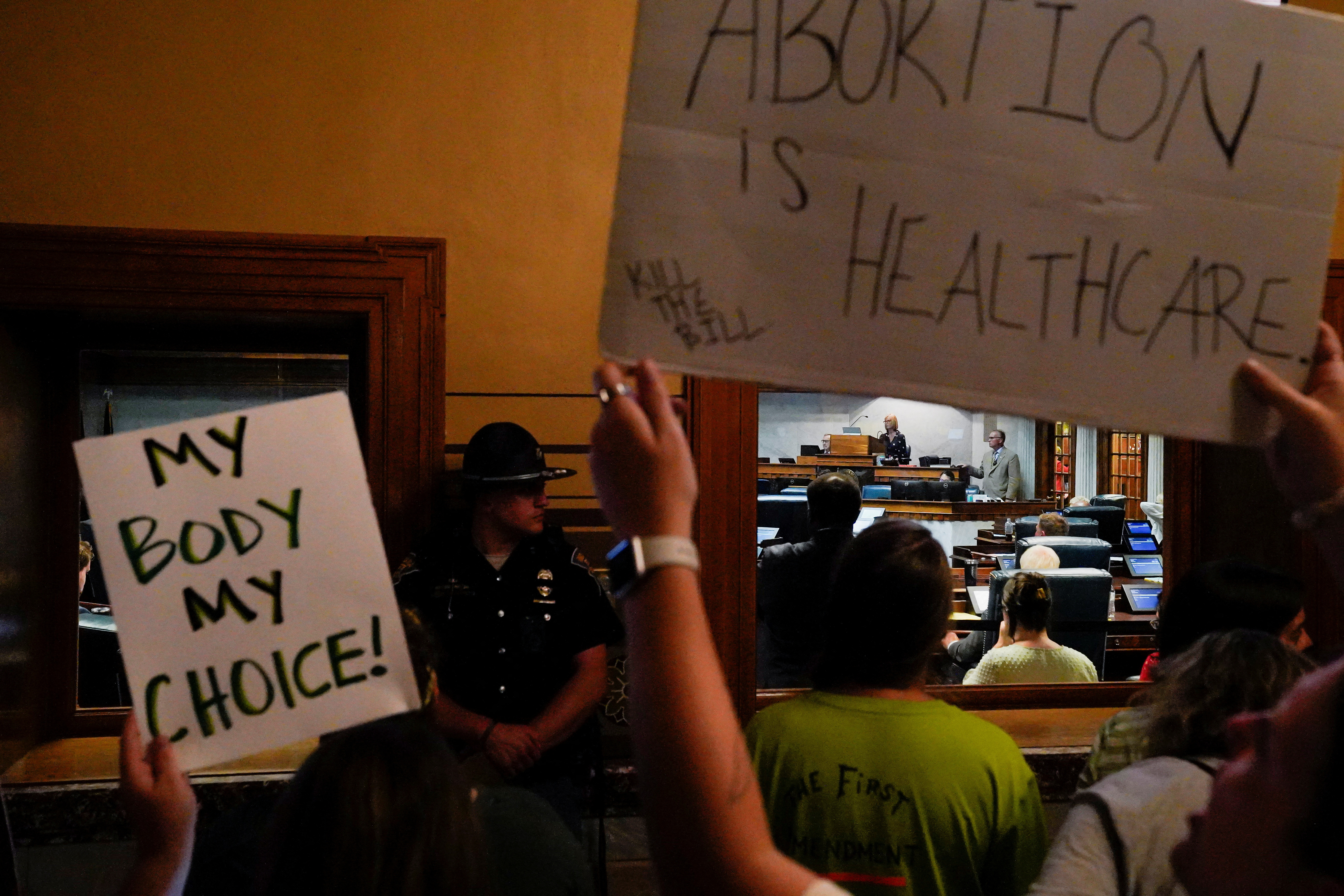 Protests during a special session debating on banning abortion, in Indianapolis