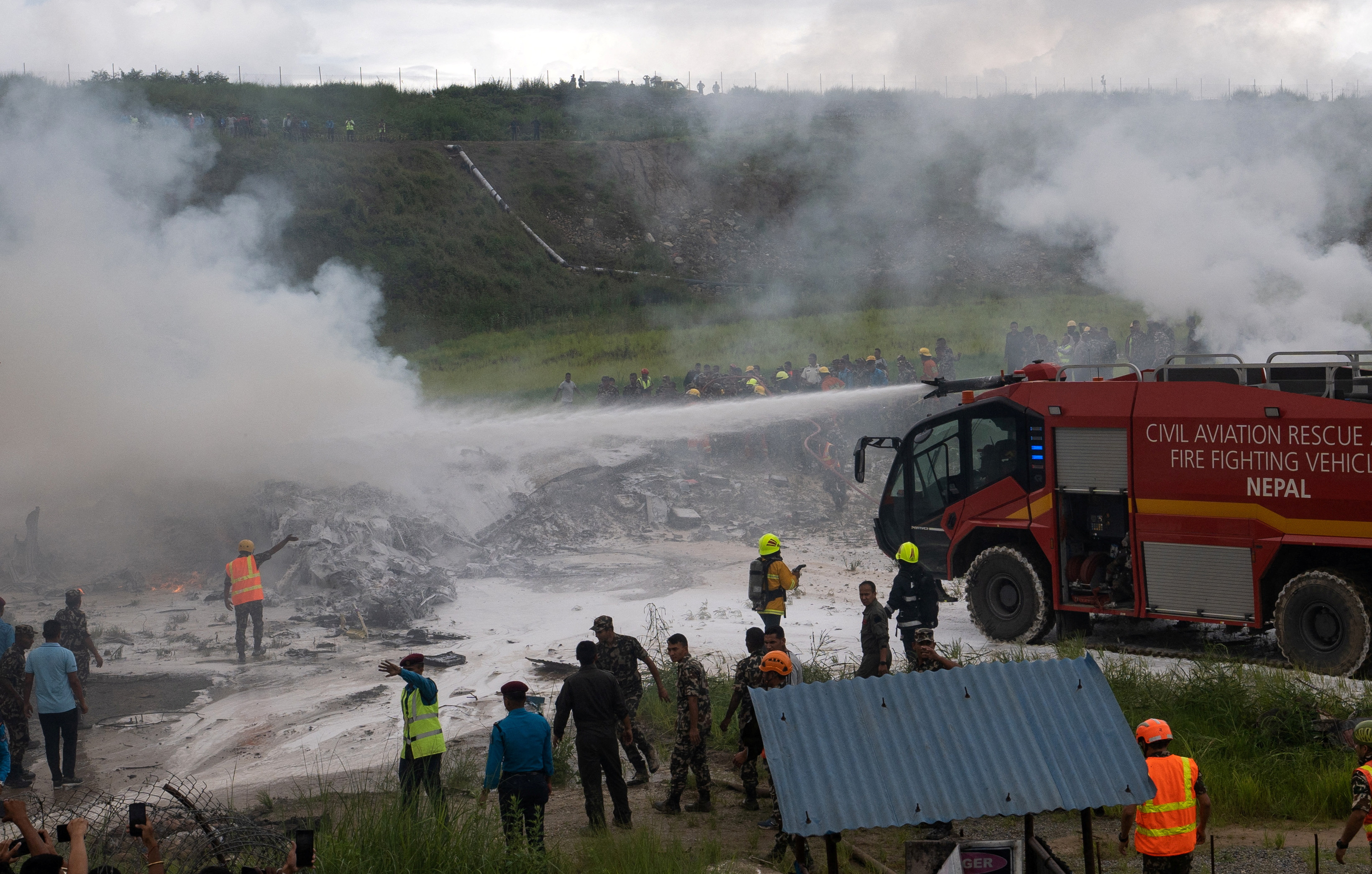 Plane catches fire after skidding off runway at Tribhuvan International Airport in Kathmandu