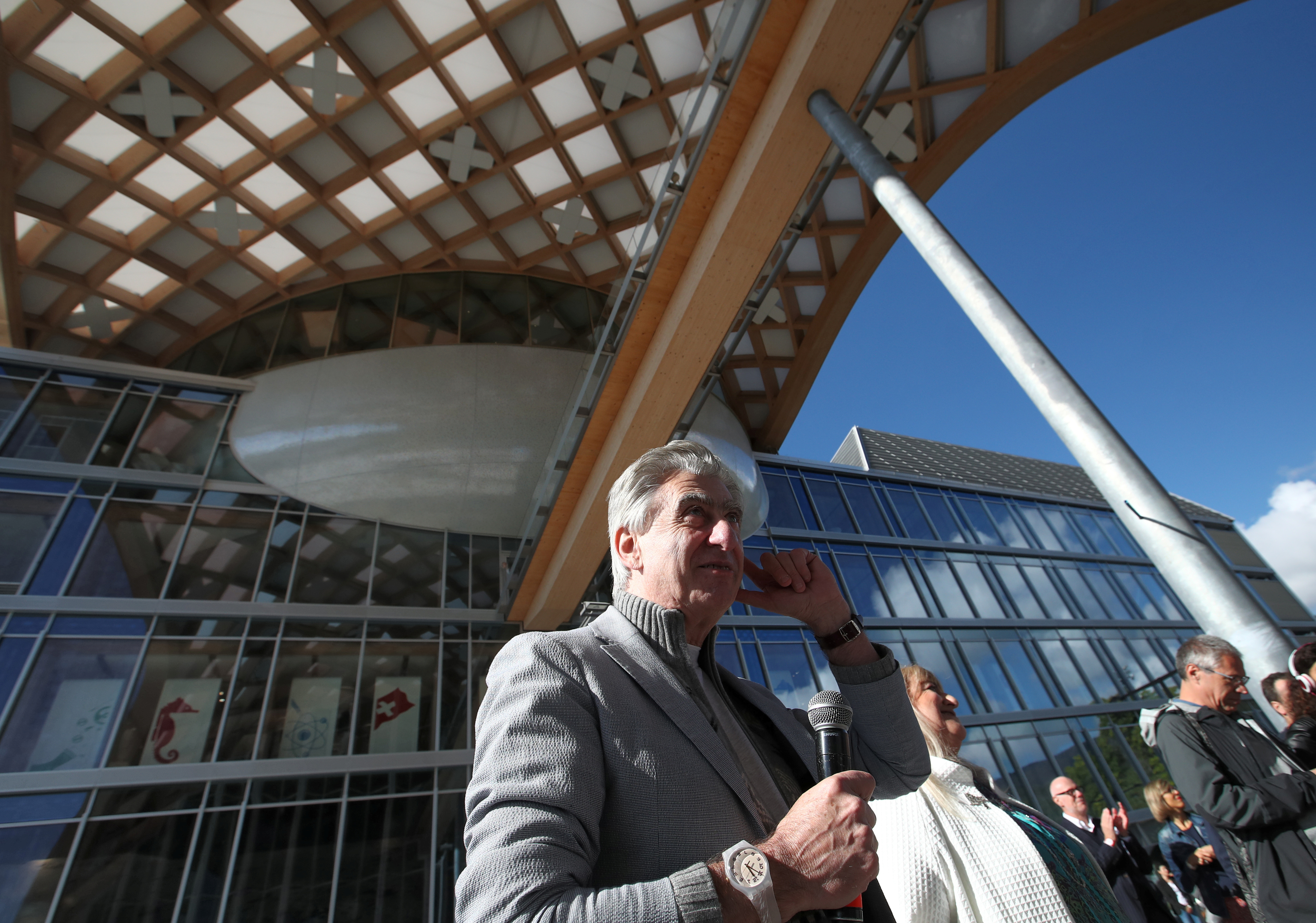 CEO of the Swatch Group Nick Hayek attends the opening of the newly built headquarters of the Swatch brand, designed by Japanese architect Shigeru Ban, in Biel, Switzerland October 3, 2019. REUTERS/Denis Balibouse