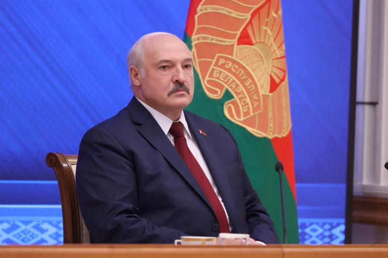Belarusian President Alexander Lukashenko holds a news conference in Minsk, Belarus August 9, 2021. Pavel Orlovsky/BelTA/Handout via REUTERS 
