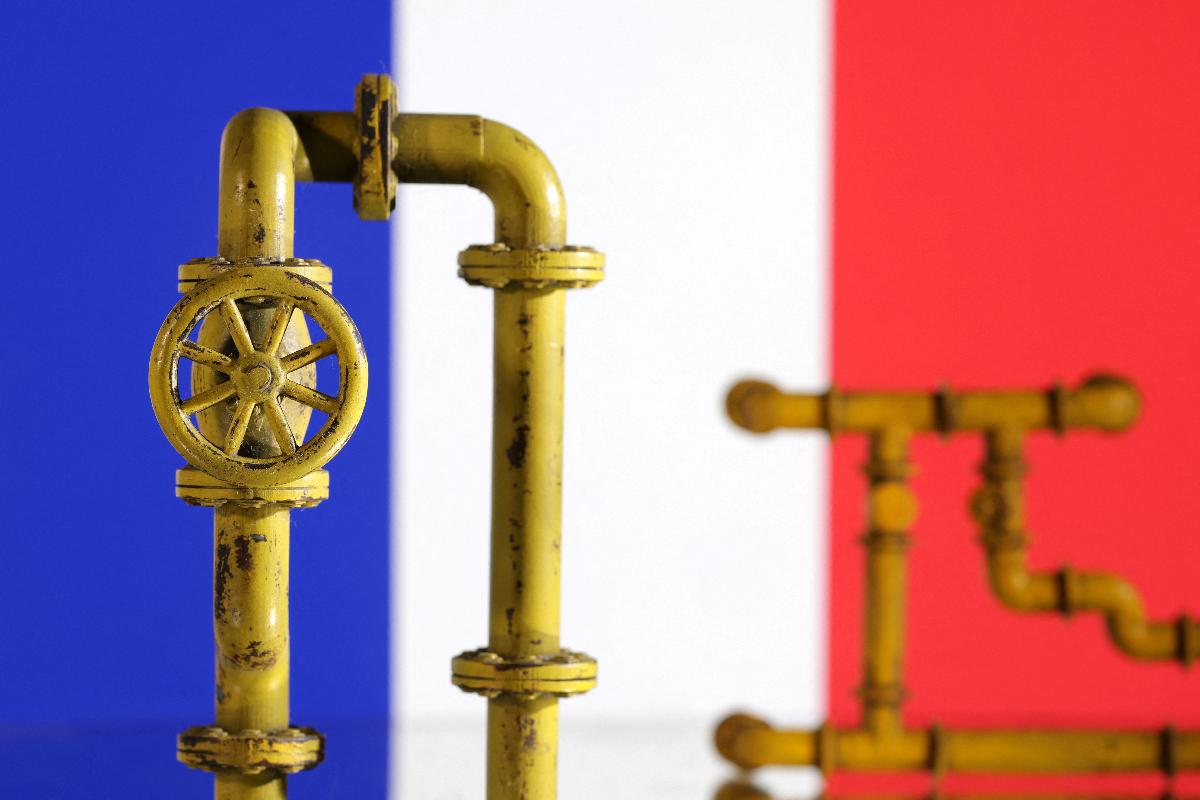 Illustration shows natural gas pipeline and France flag