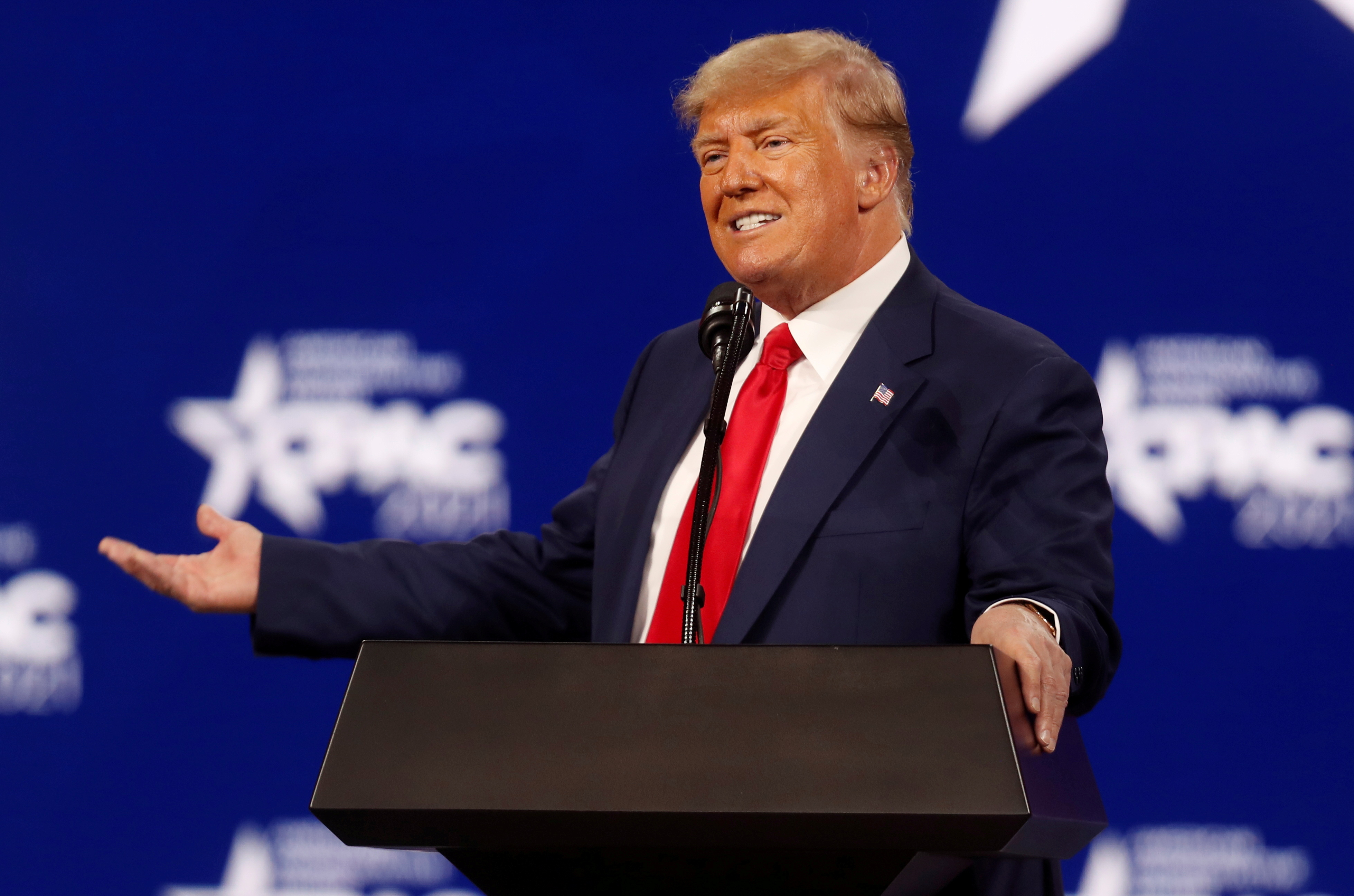 Former U.S. President Donald Trump speaks at the Conservative Political Action Conference in Orlando