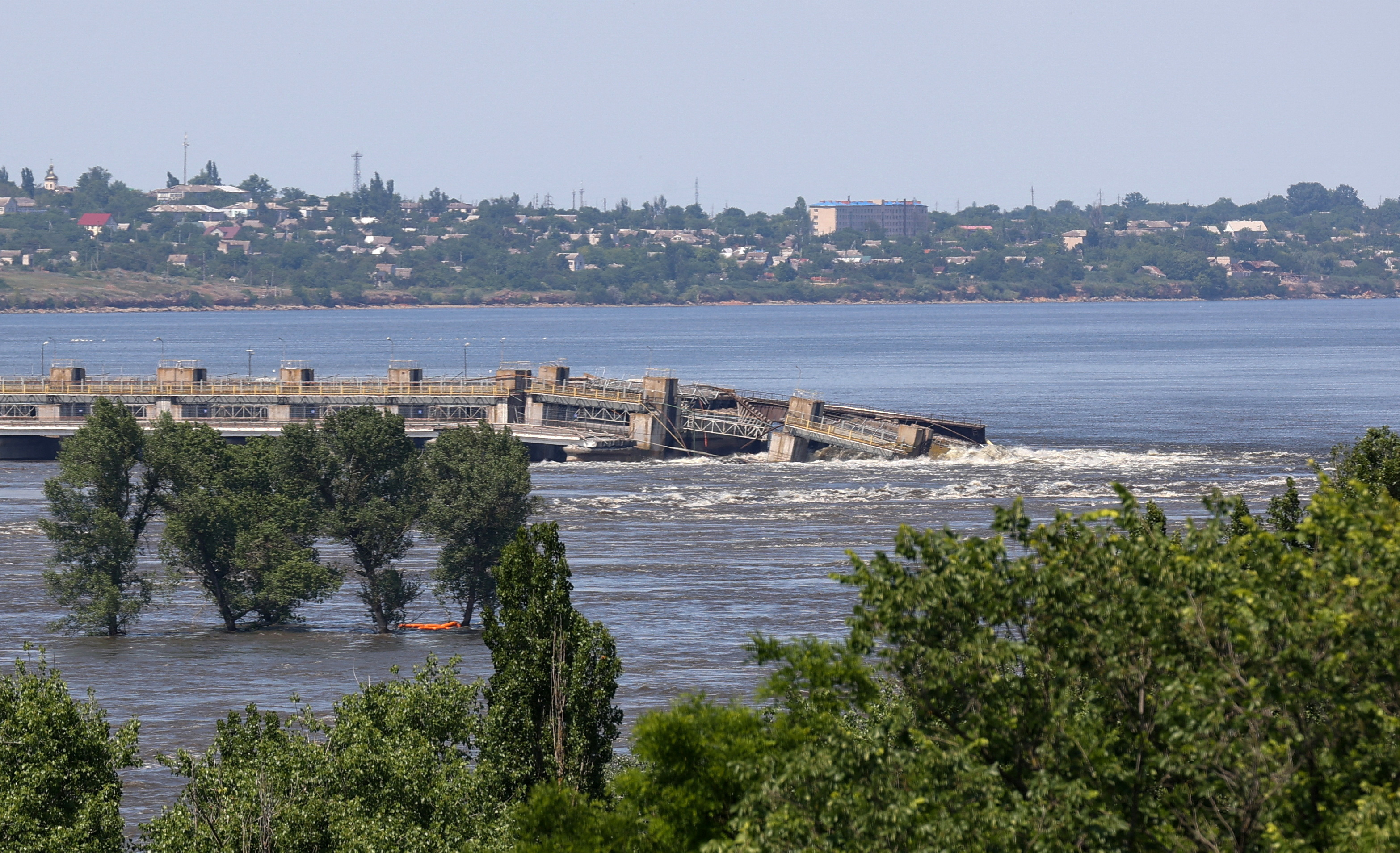 A view shows the Nova Kakhovka dam that was breached in Kherson Region