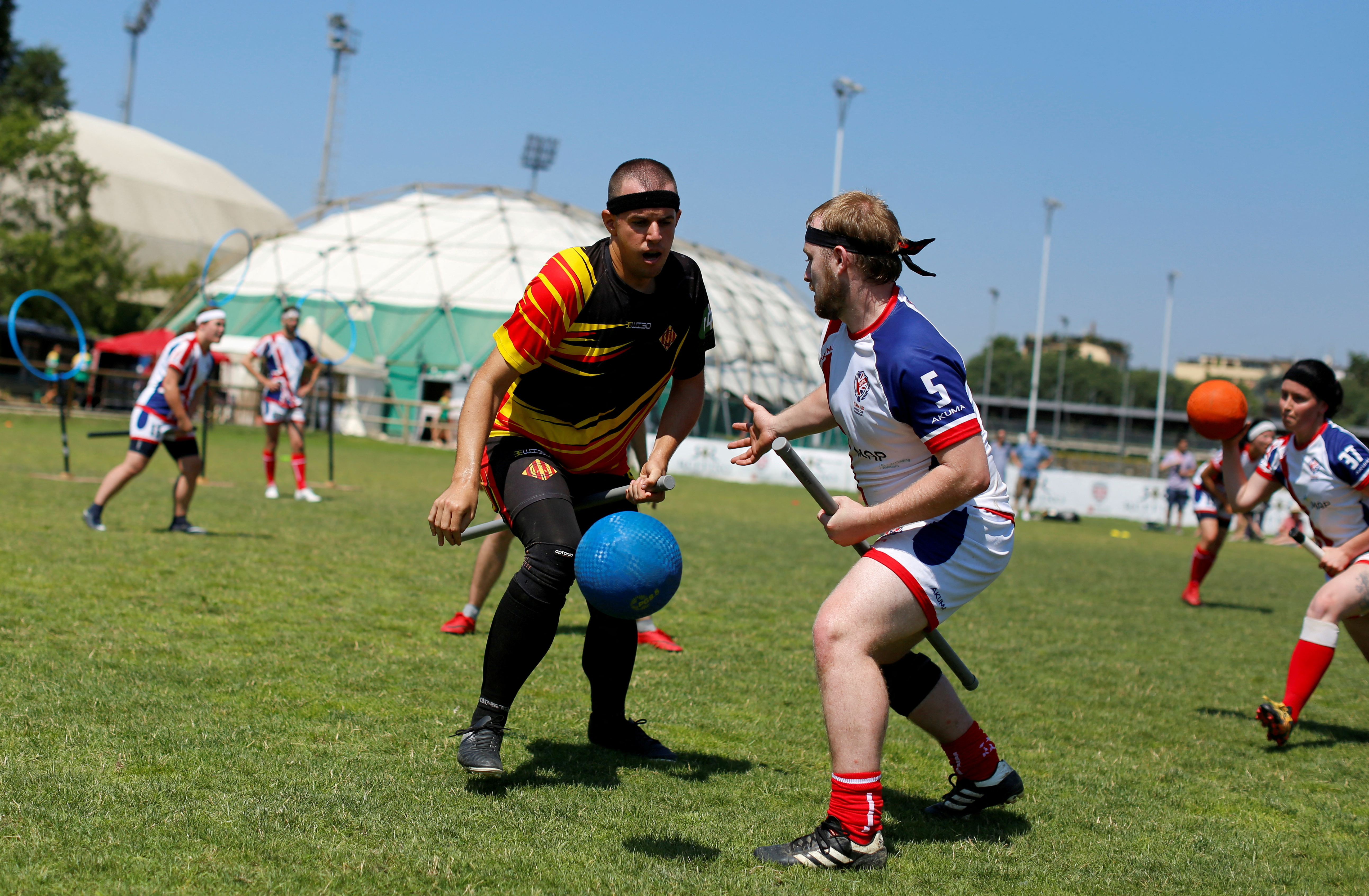 Britain and Catalonia teams compete in the second ever Quidditch World Cup in Florence, Italy