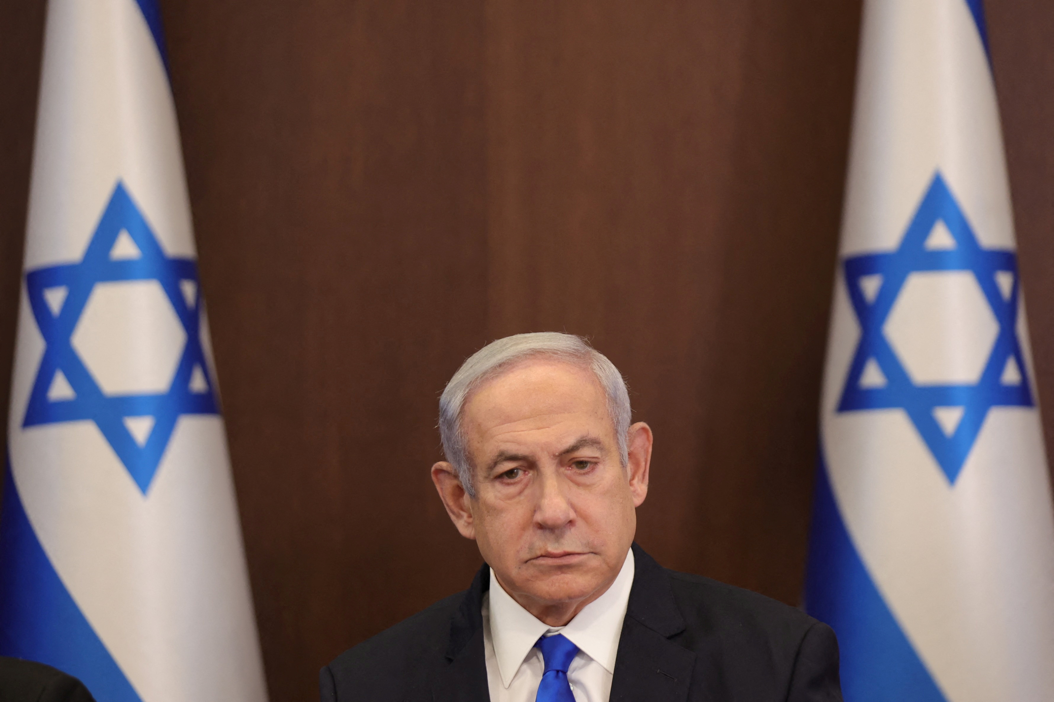 Israeli Prime Minister Benjamin Netanyahu chairs a cabinet meeting in Jerusalem
