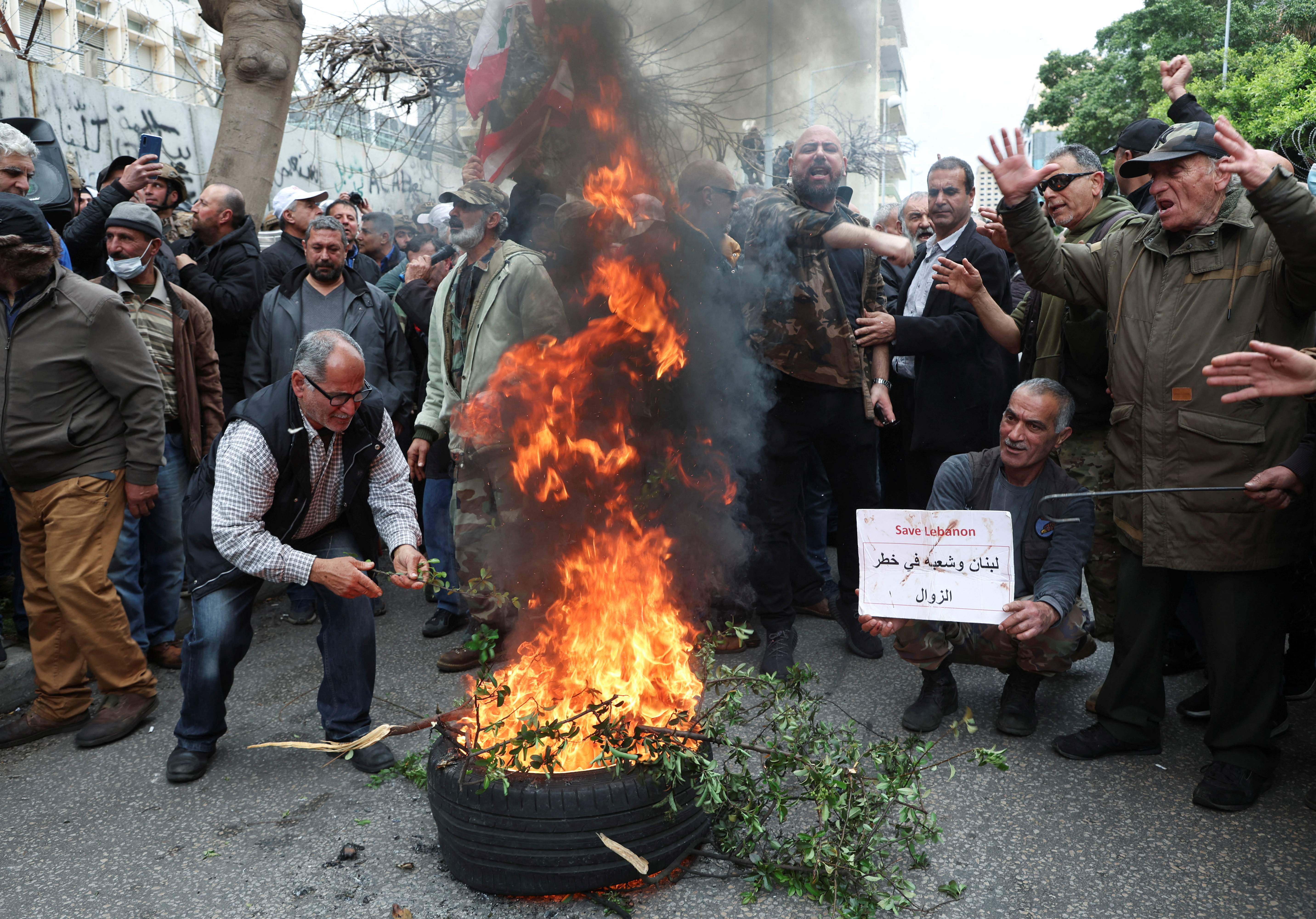 People protest over the deteriorating economic situation in Beirut