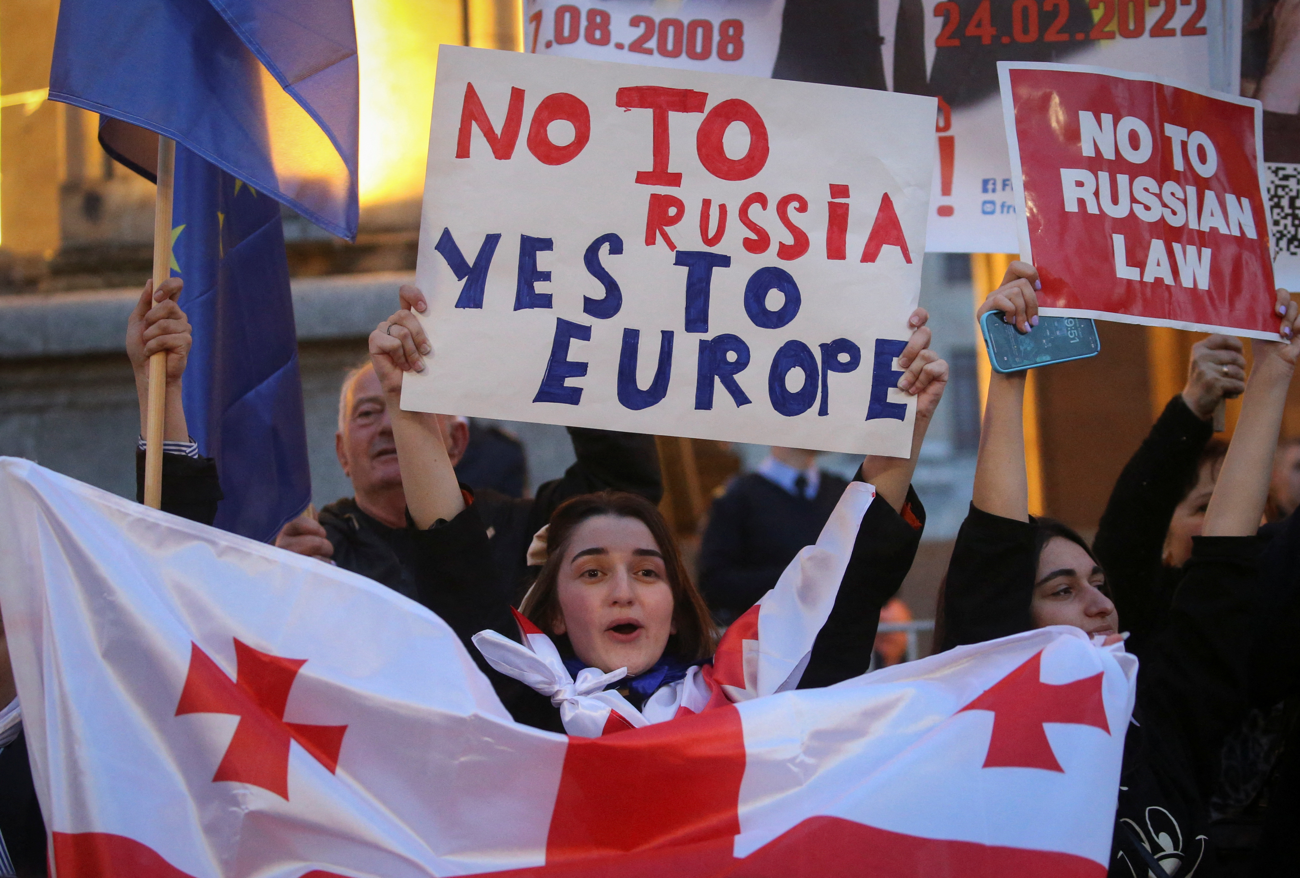 People protest against the "foreign agents" bill in Tbilisi