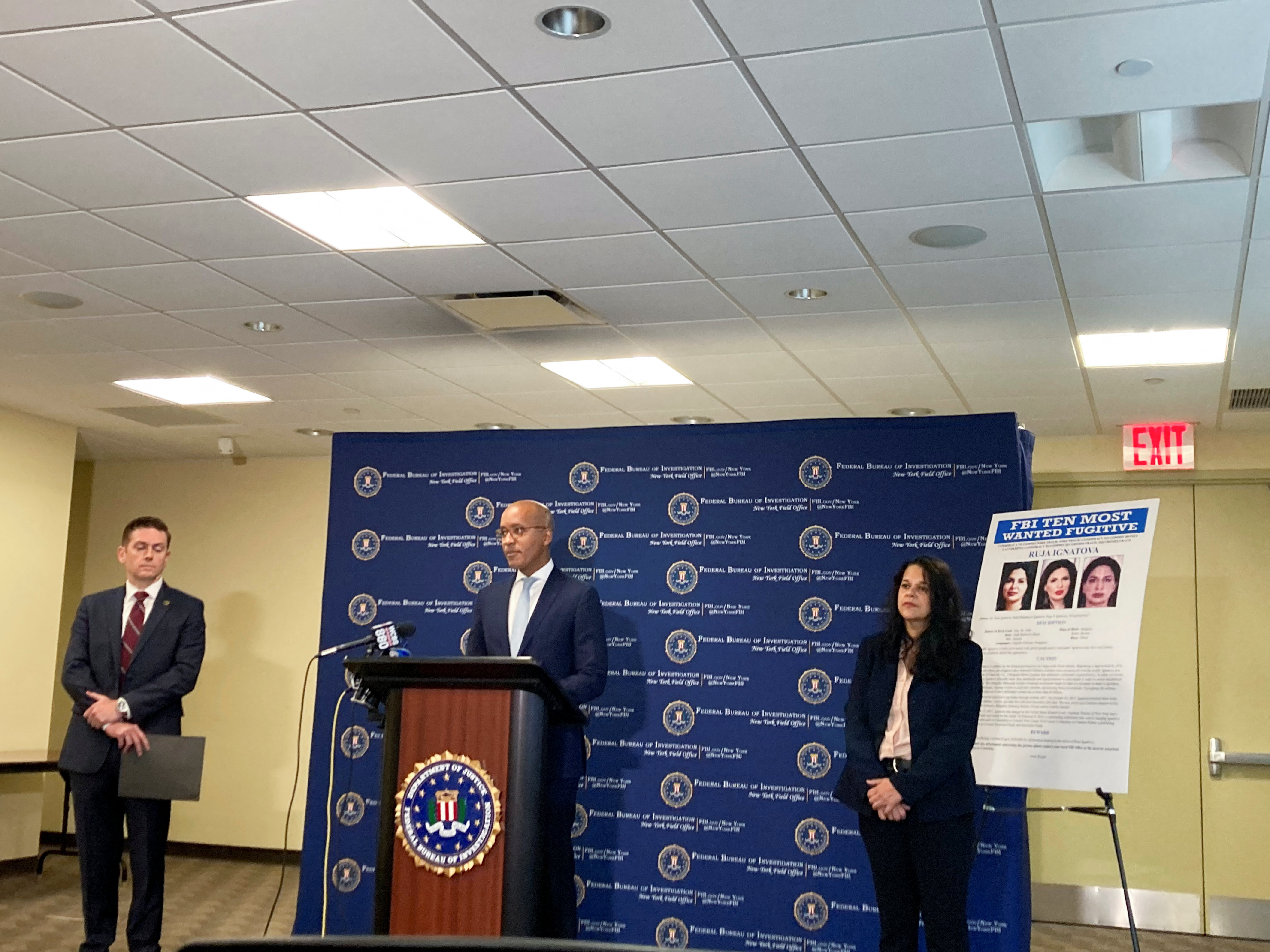 Damian Williams, the top federal prosecutor in Manhattan, speaks at a press conference to announce the addition of “Cryptoqueen” Ruja Ignatova to the FBI’s most-wanted fugitives list, in New York