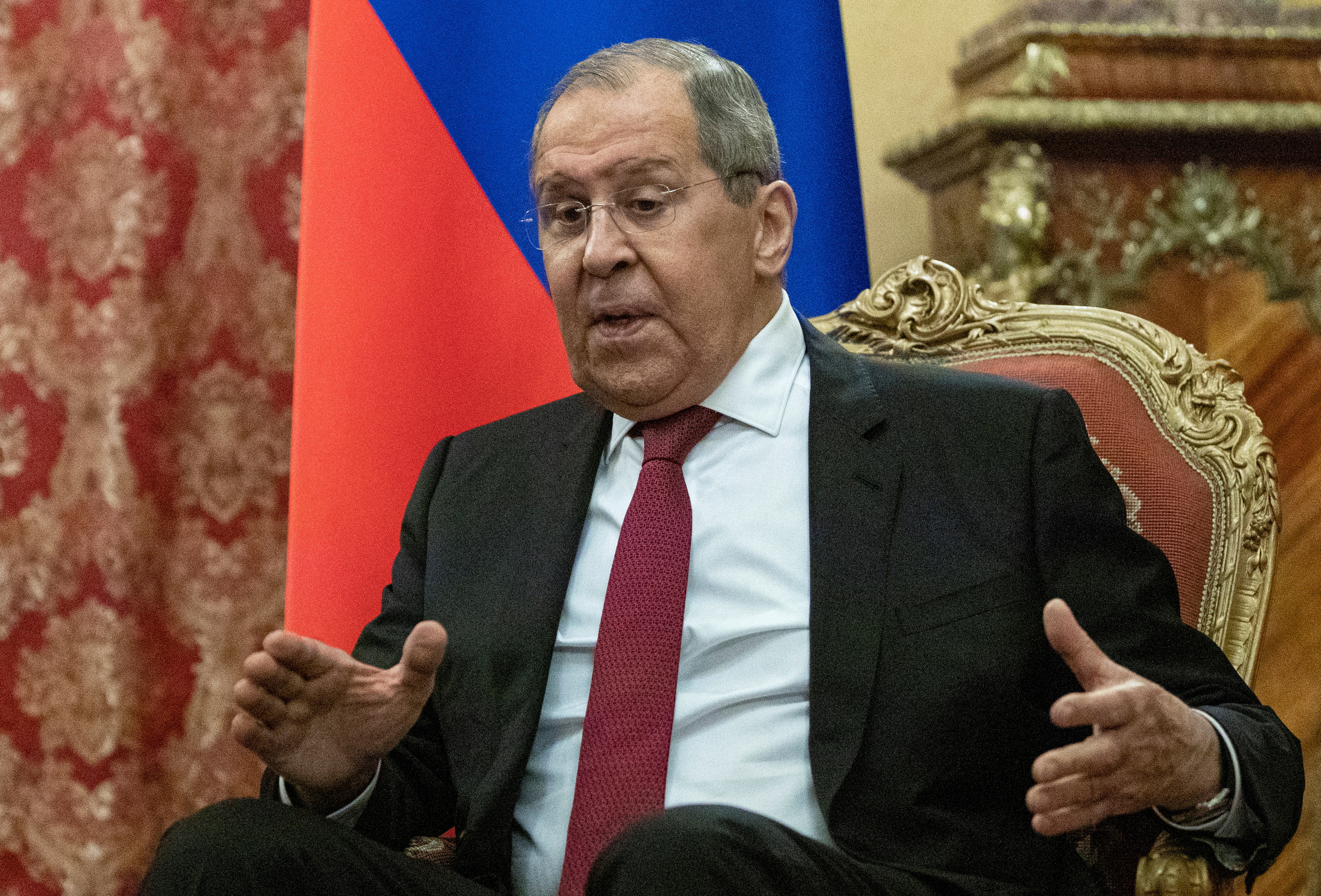 Russian Foreign Minister Sergei Lavrov meets with U.N. Special Envoy for Syria Geir Pedersen in Moscow