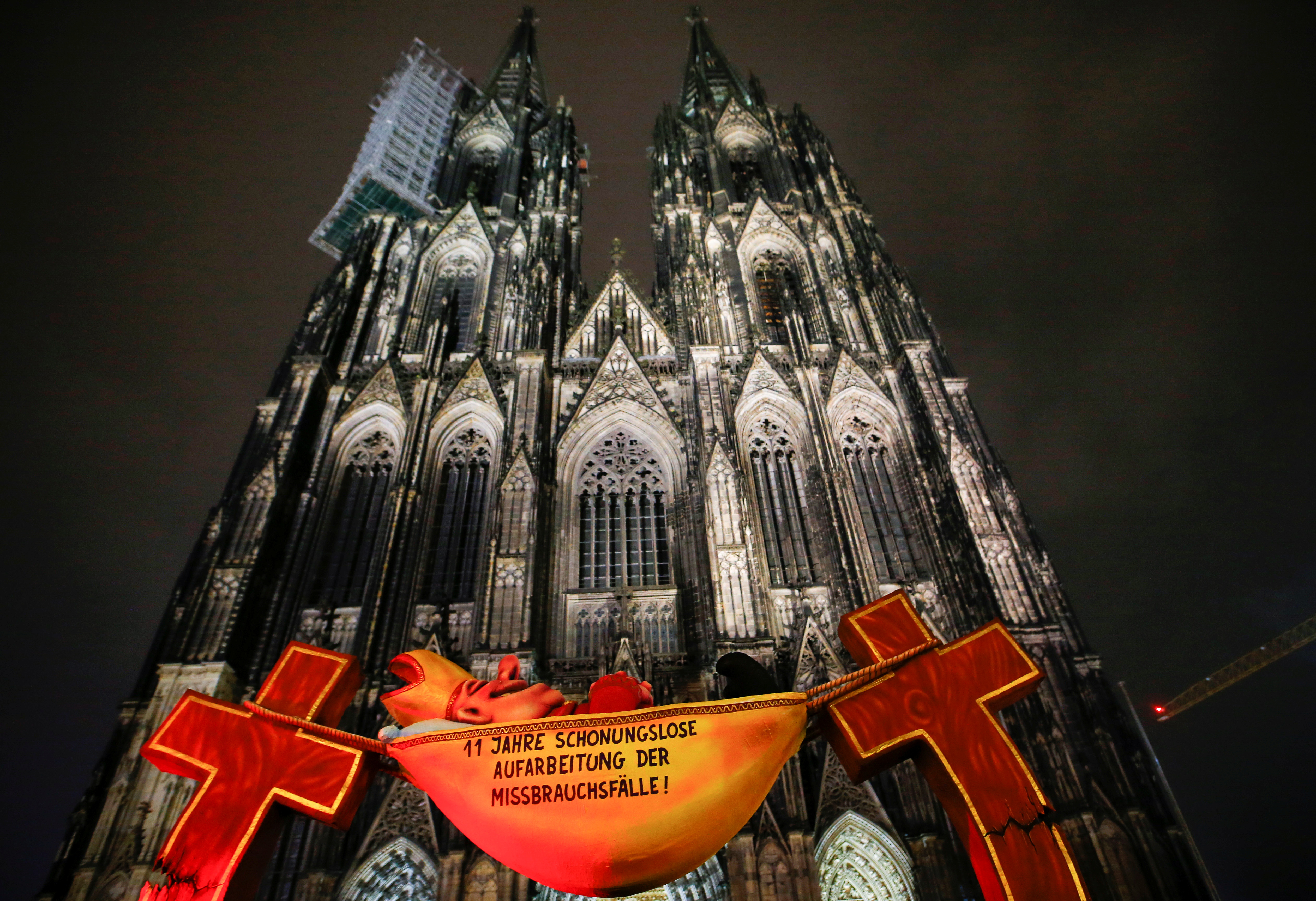 Protest against sexual abuse in front of Cologne Cathedral