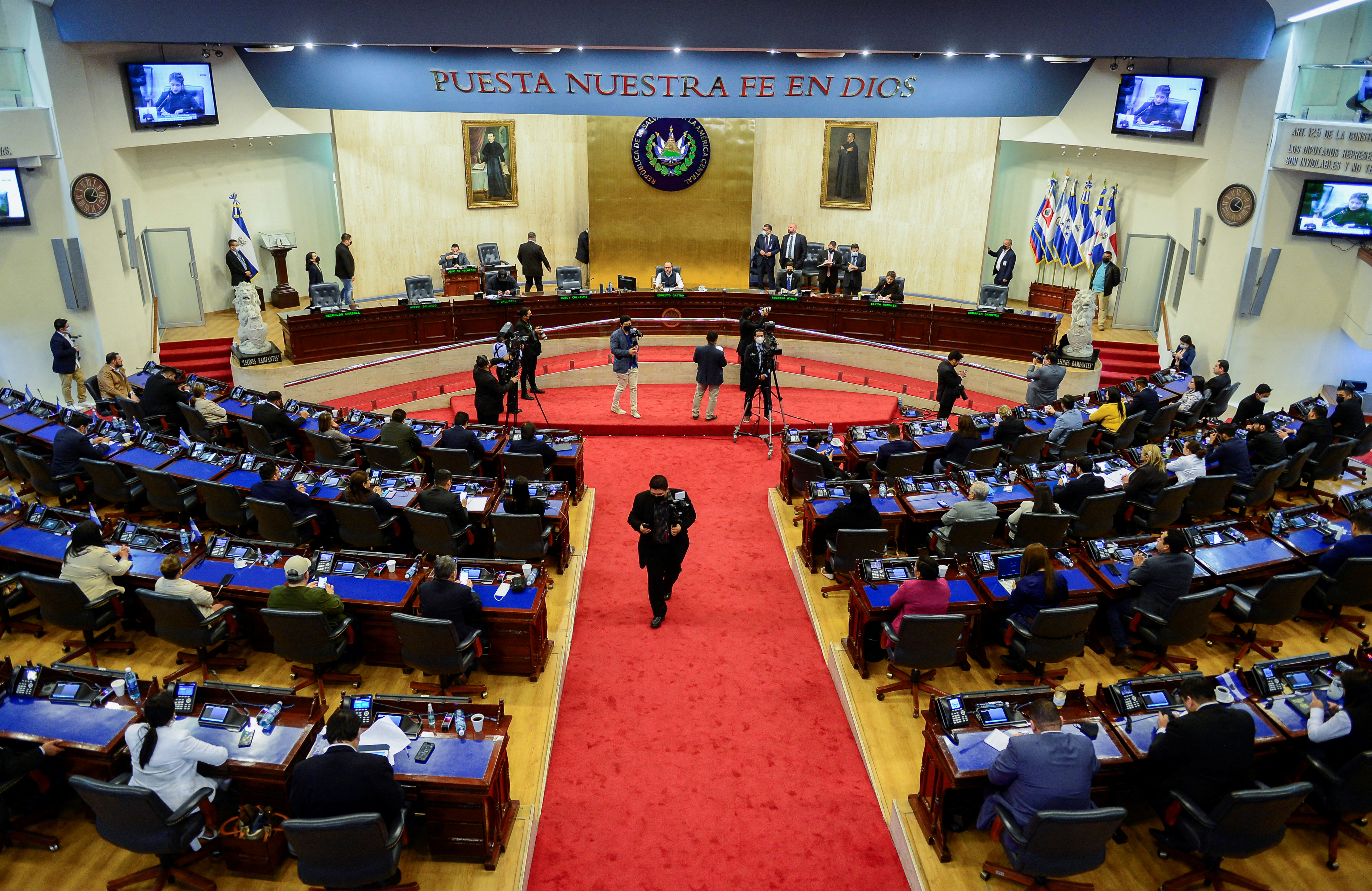 A view shows deputies during an extraordinary session of Congress, in San Salvador