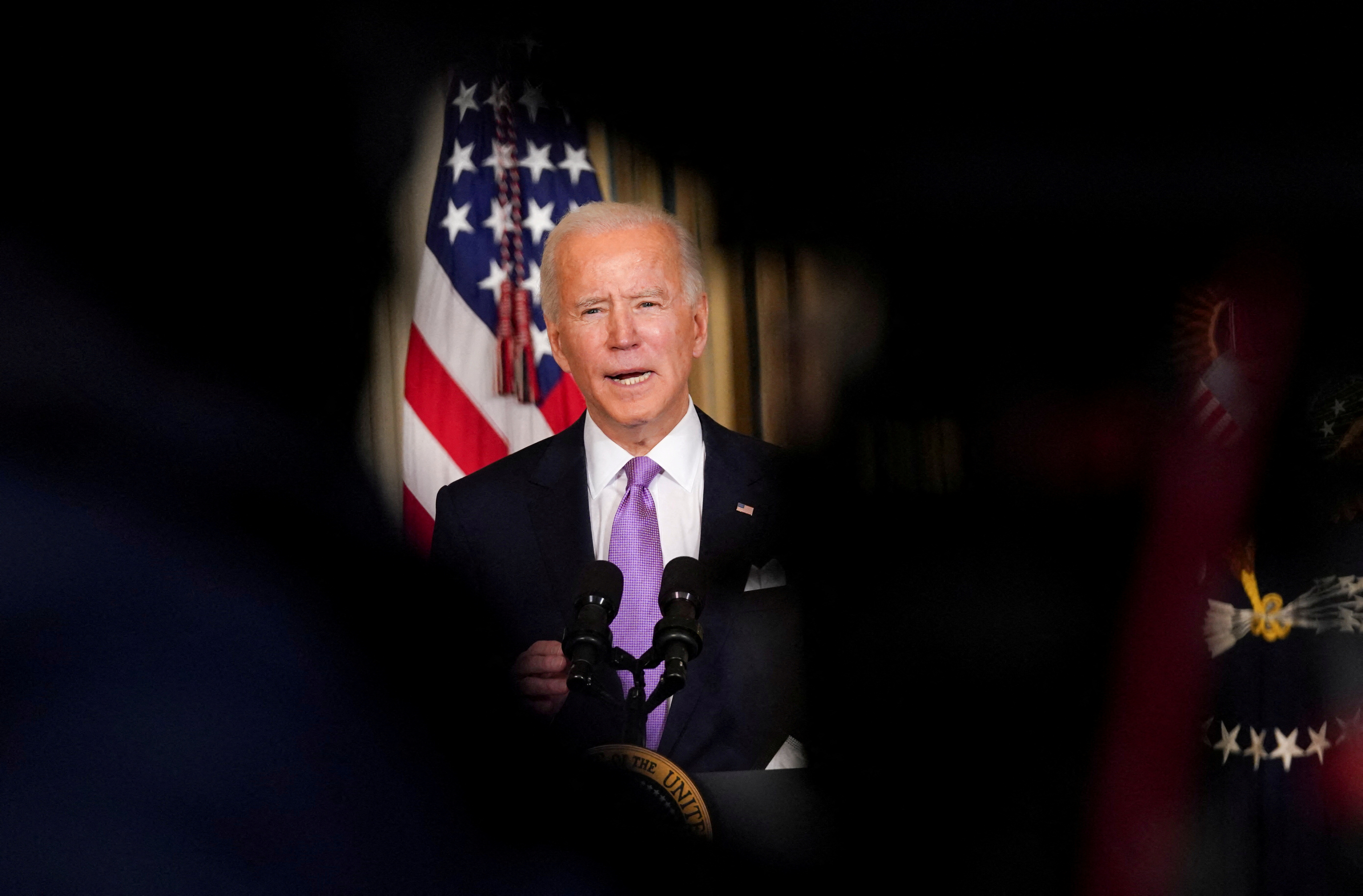 Biden speaks about racial equity at the White House in Washington