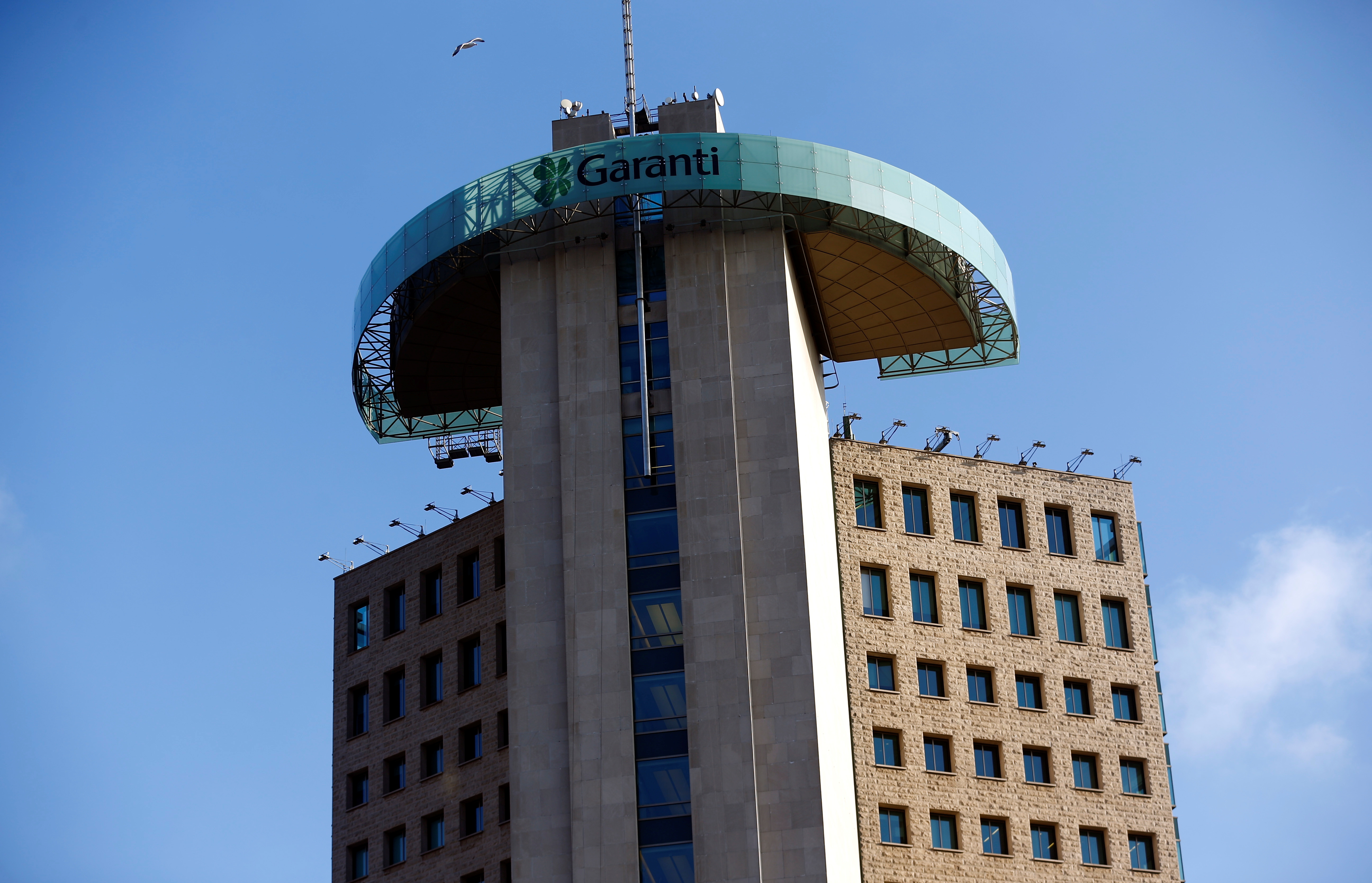 The headquarters of Garanti Bank is pictured in Istanbul, Turkey