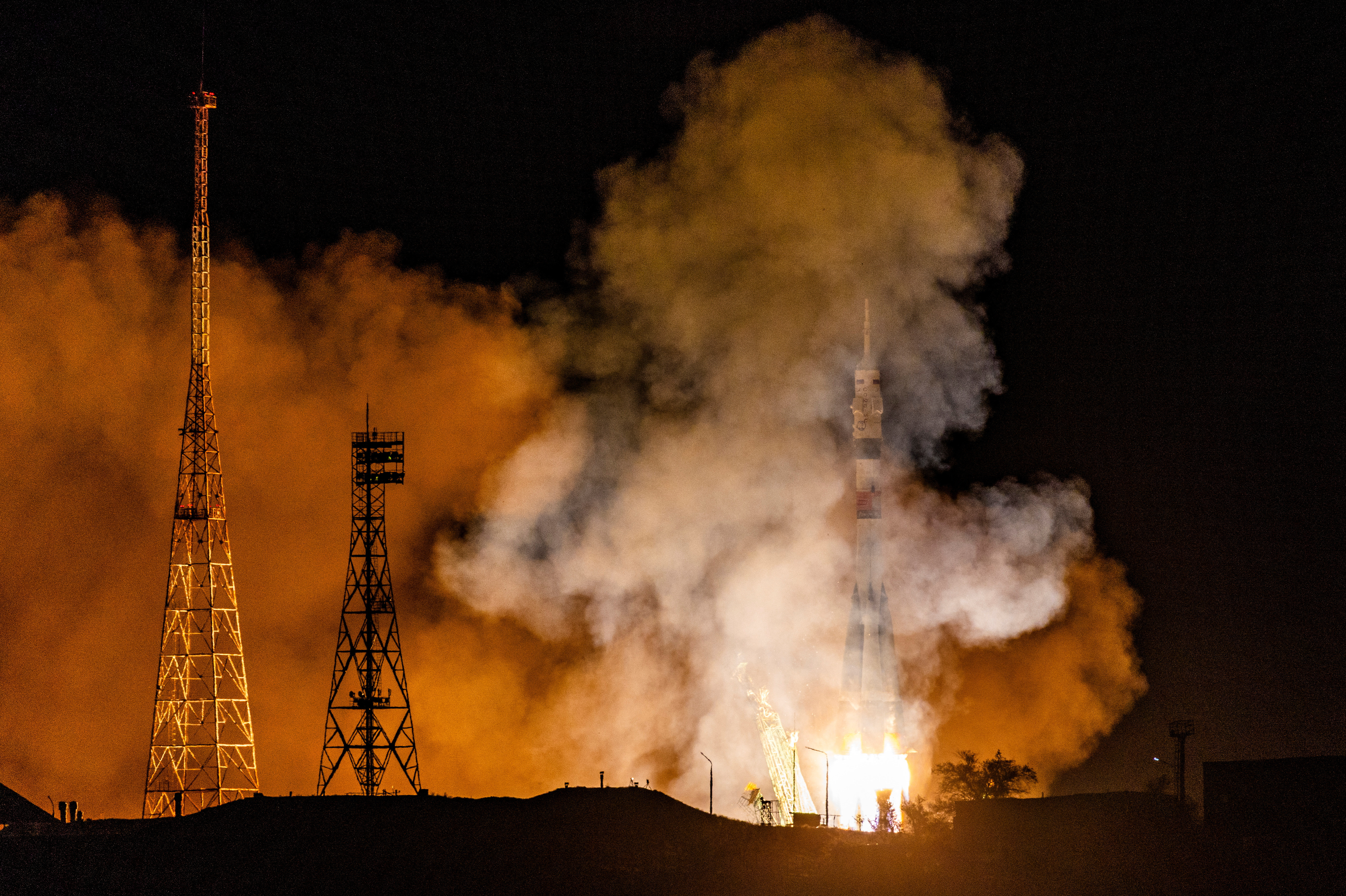 The Soyuz MS-24 spacecraft blasts off to the International Space Station (ISS) from the launchpad at the?Baikonur?Cosmodrome