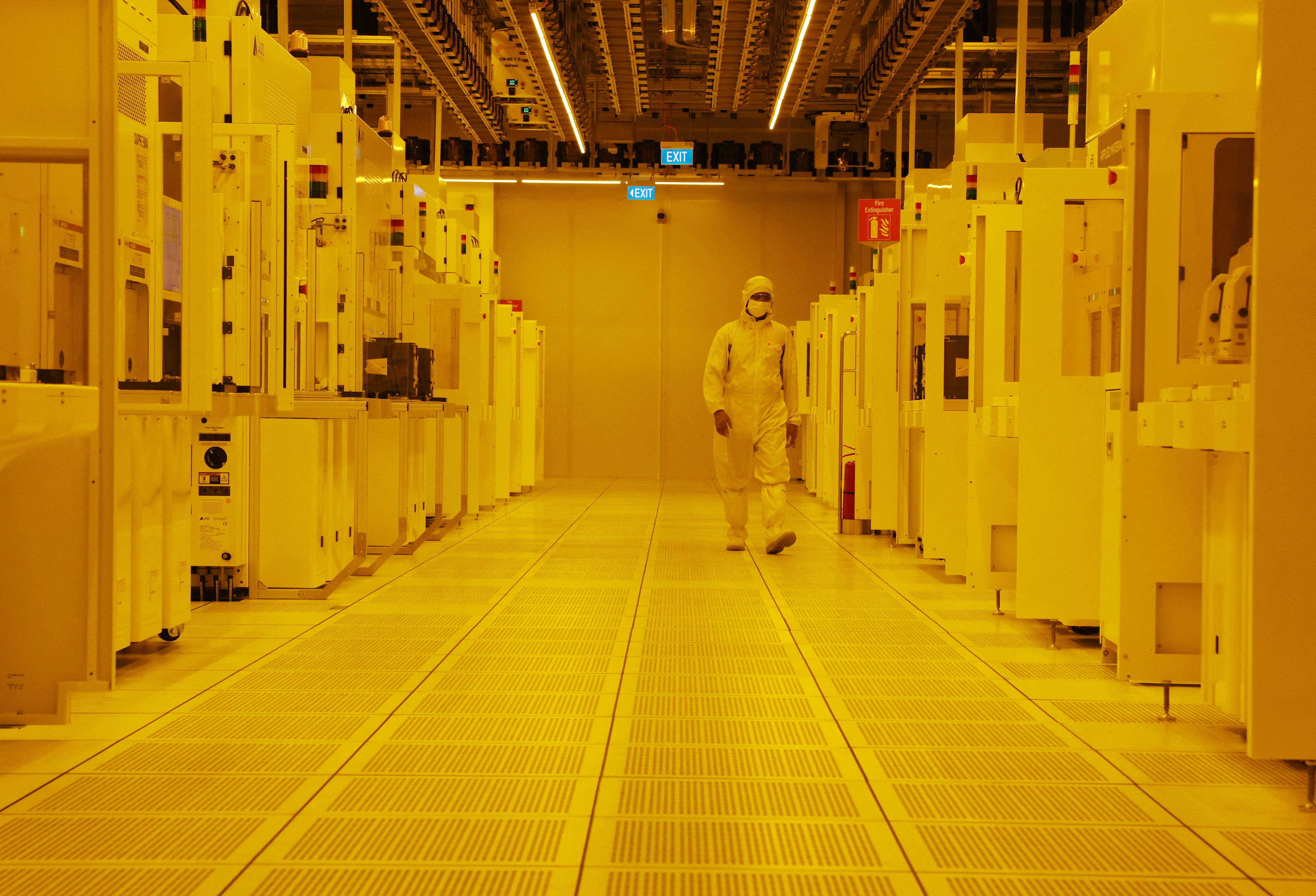 A view of the clean room in U.S. chipmaker GlobalFoundries' new fabrication plant in Singapore