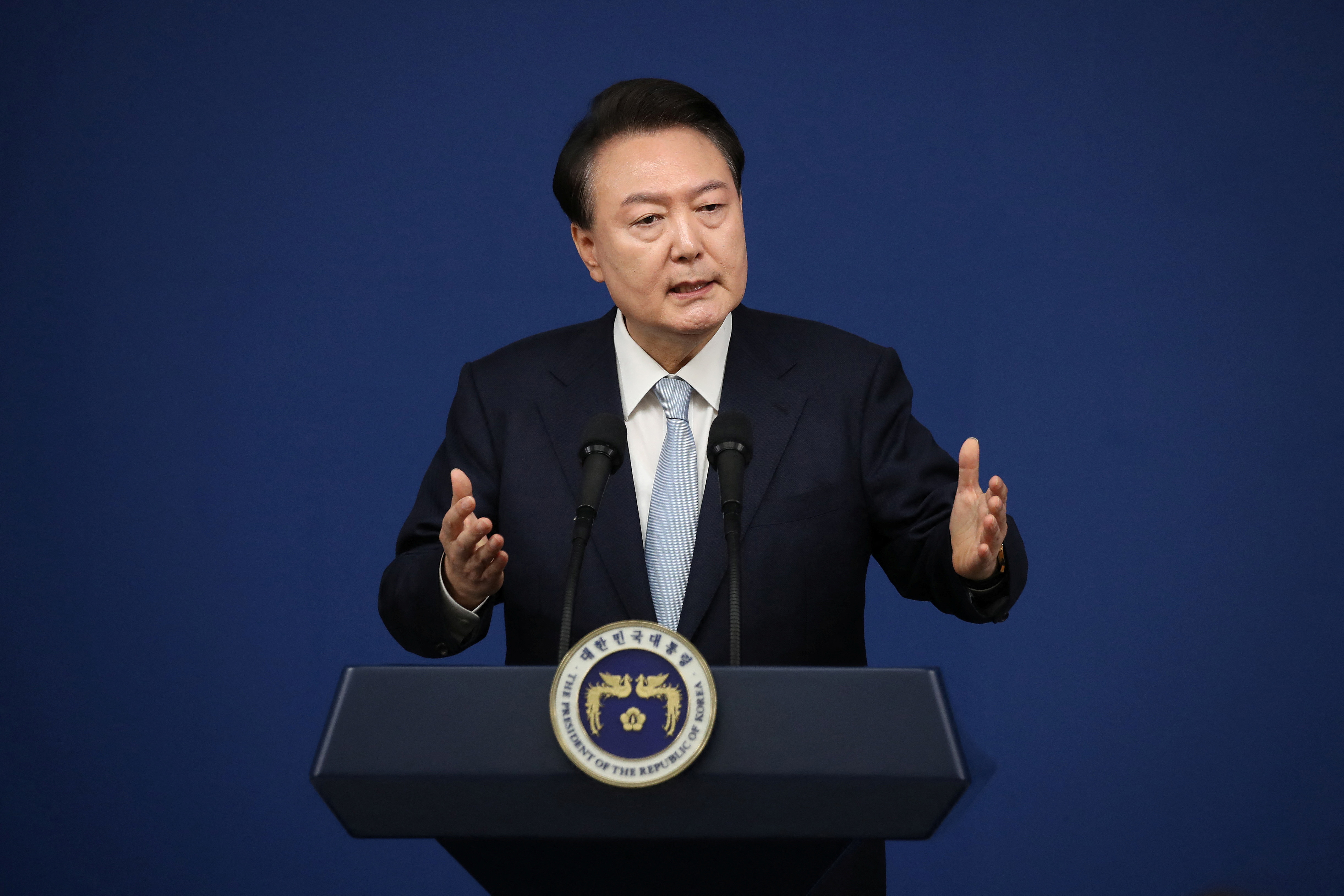 South Korean President Yoon Suk-yeol Holds Briefing On State Affairs