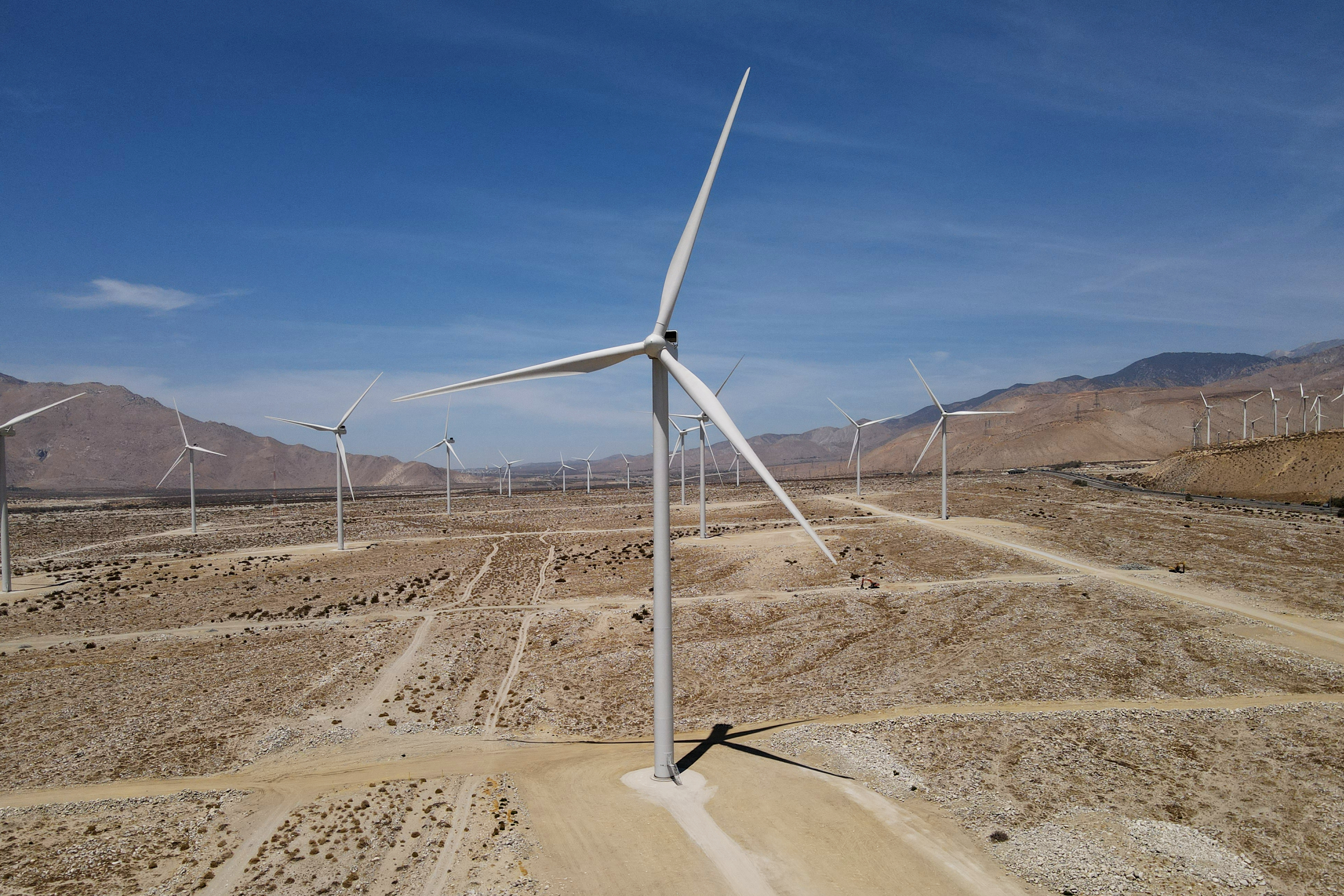 Wind turbines in Palm Springs, California.