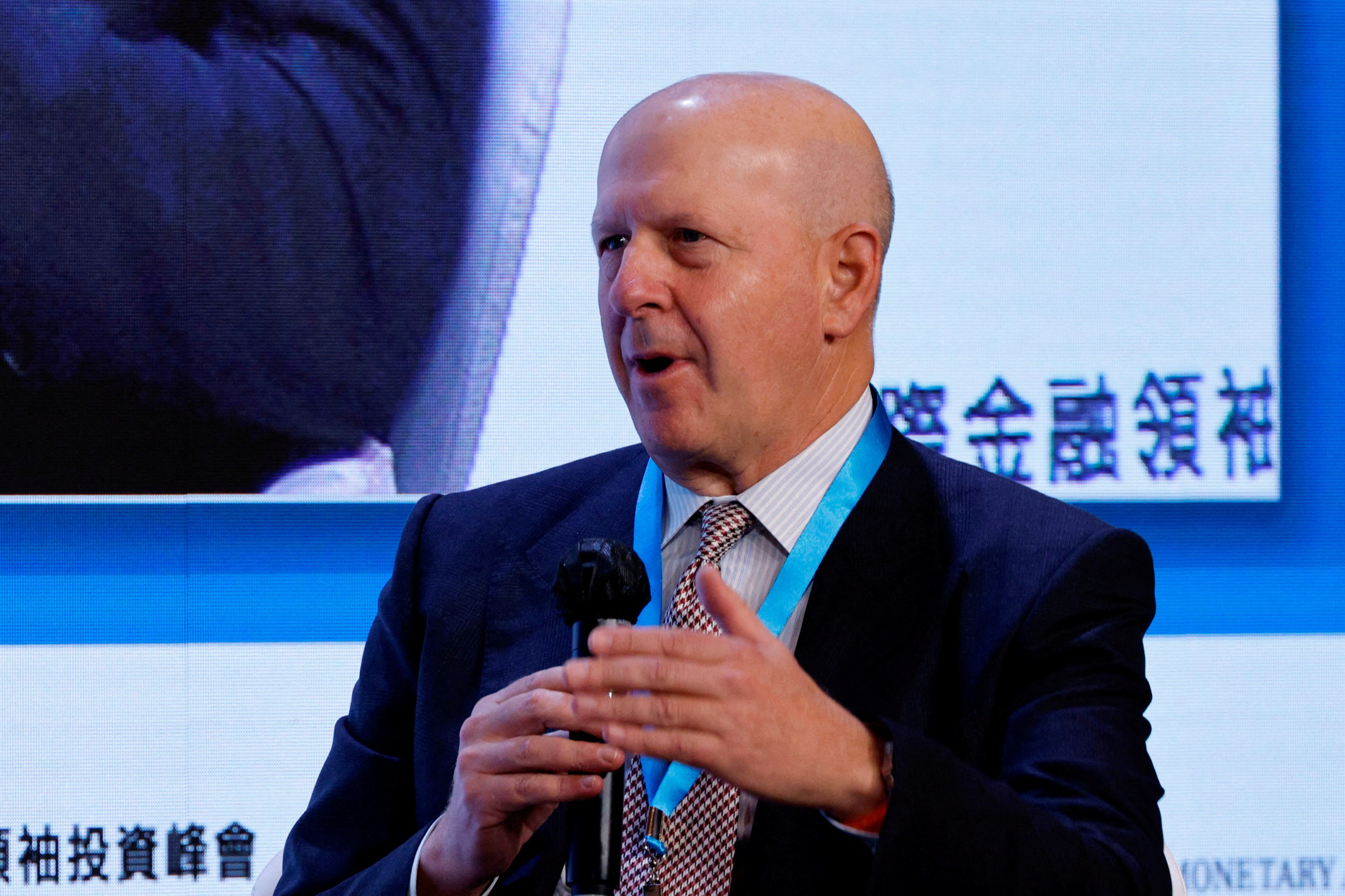 David Solomon, Chief Executive Officer of Goldman Sachs, speaks during the Global Financial Leaders Investment Summit in Hong Kong
