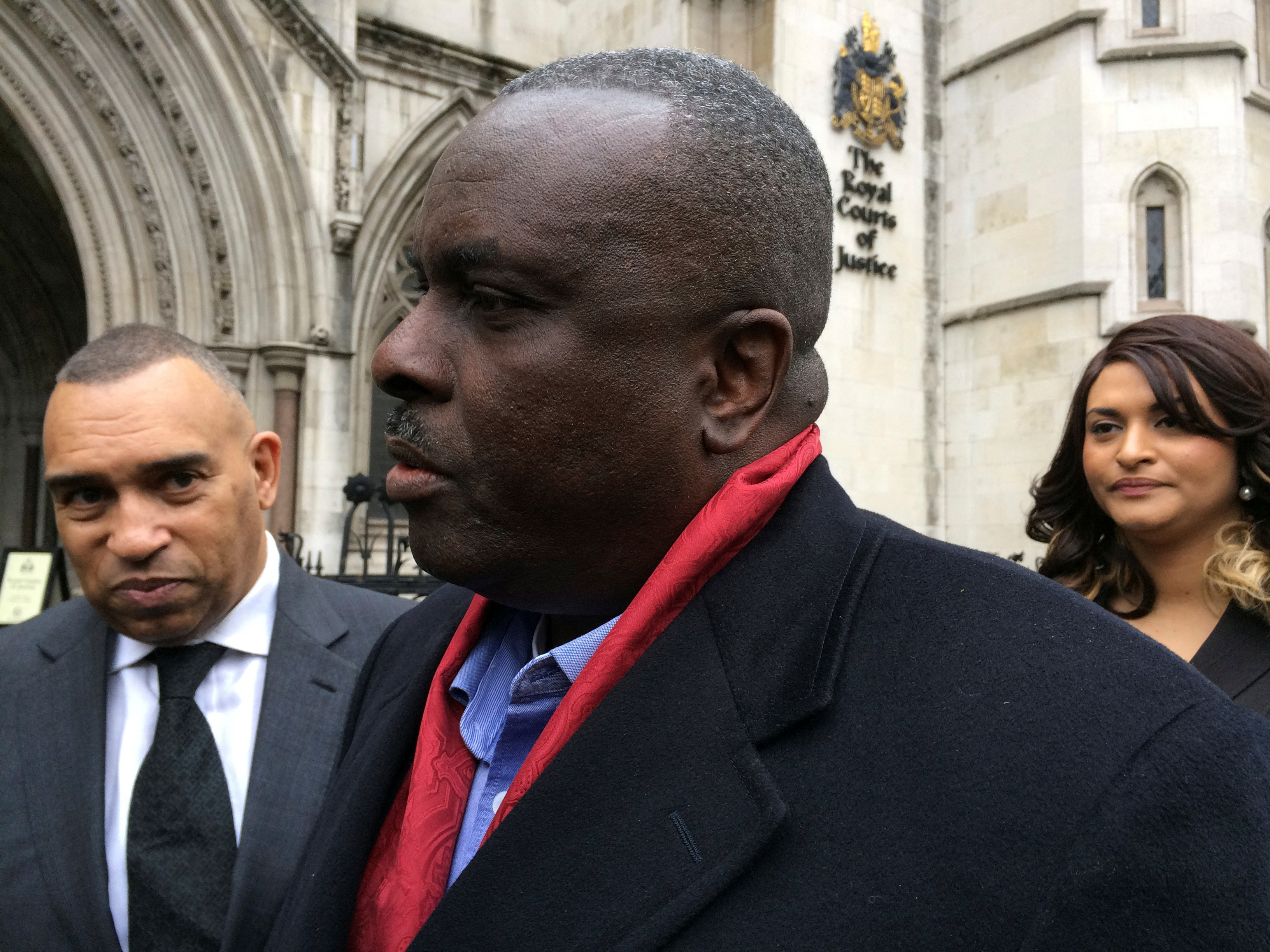 James Ibori, former governor of Nigeria's Delta State, speaks after a court hearing outside the Royal Courts of Justice in London