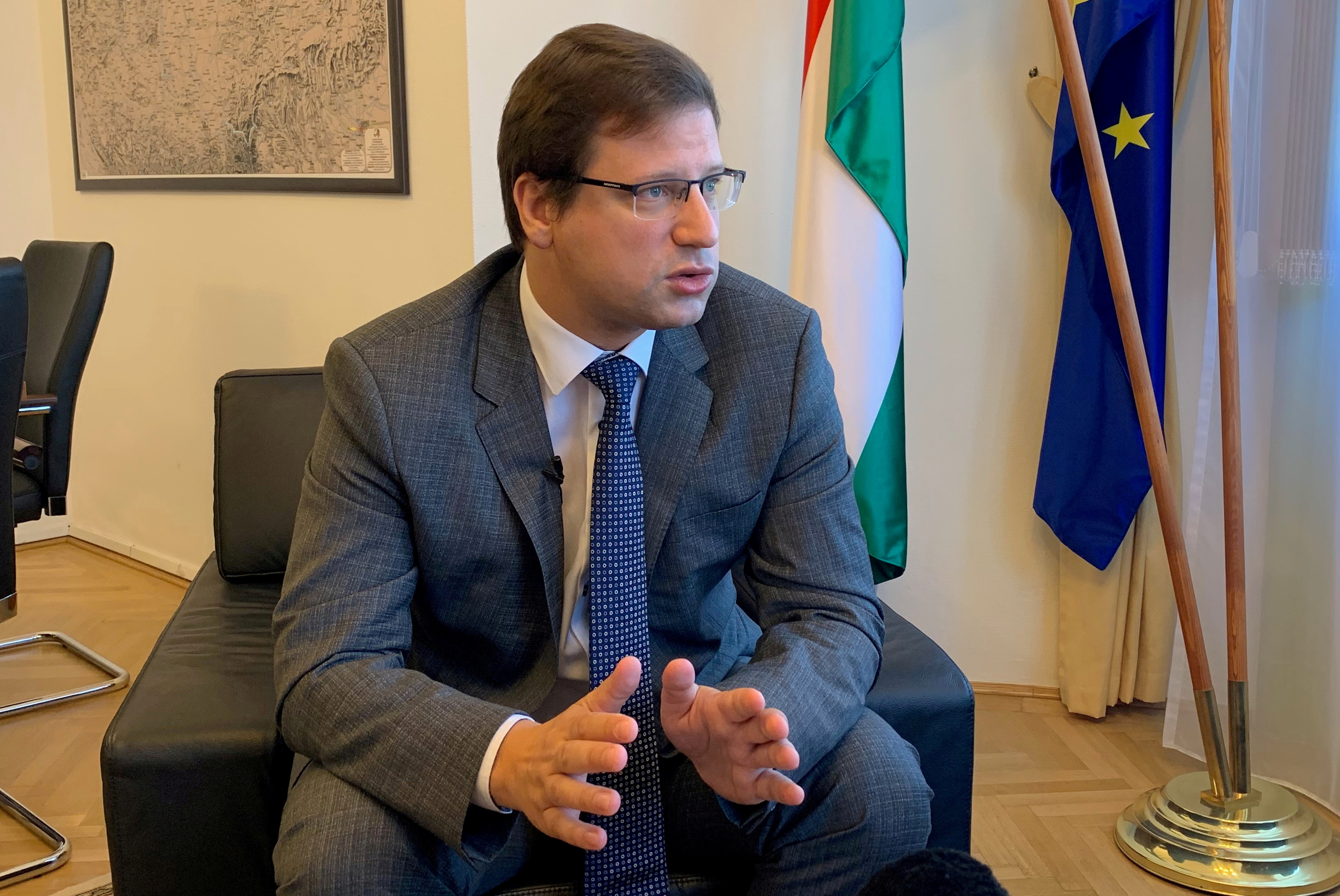 Gergely Gulyas, Hungarian Prime Minister Viktor Orban’s chief of staff speaks during an interview in his office in Budapest