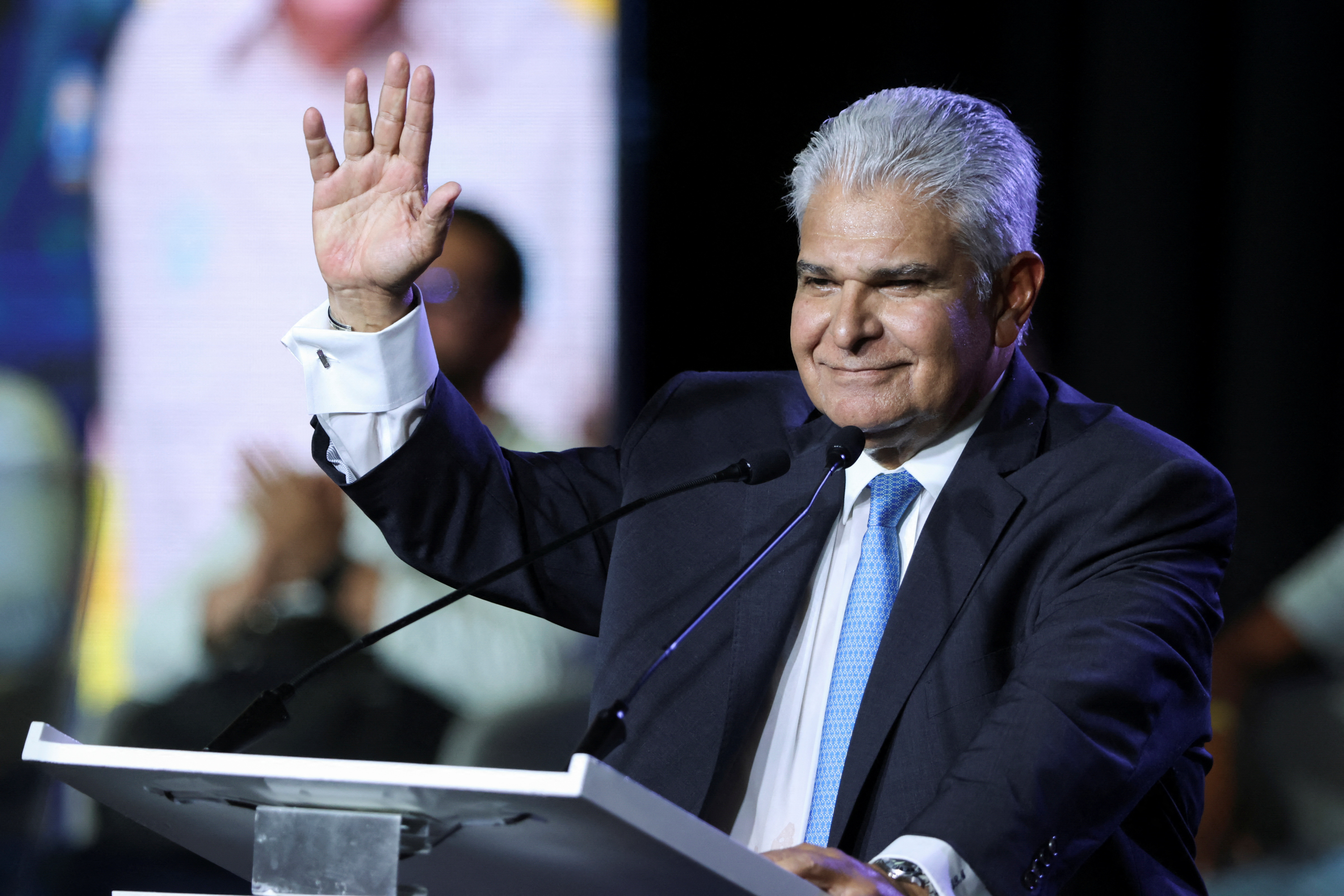Presidential candidate Jose Raul Mulino holds closing campaign rally, in Panama City
