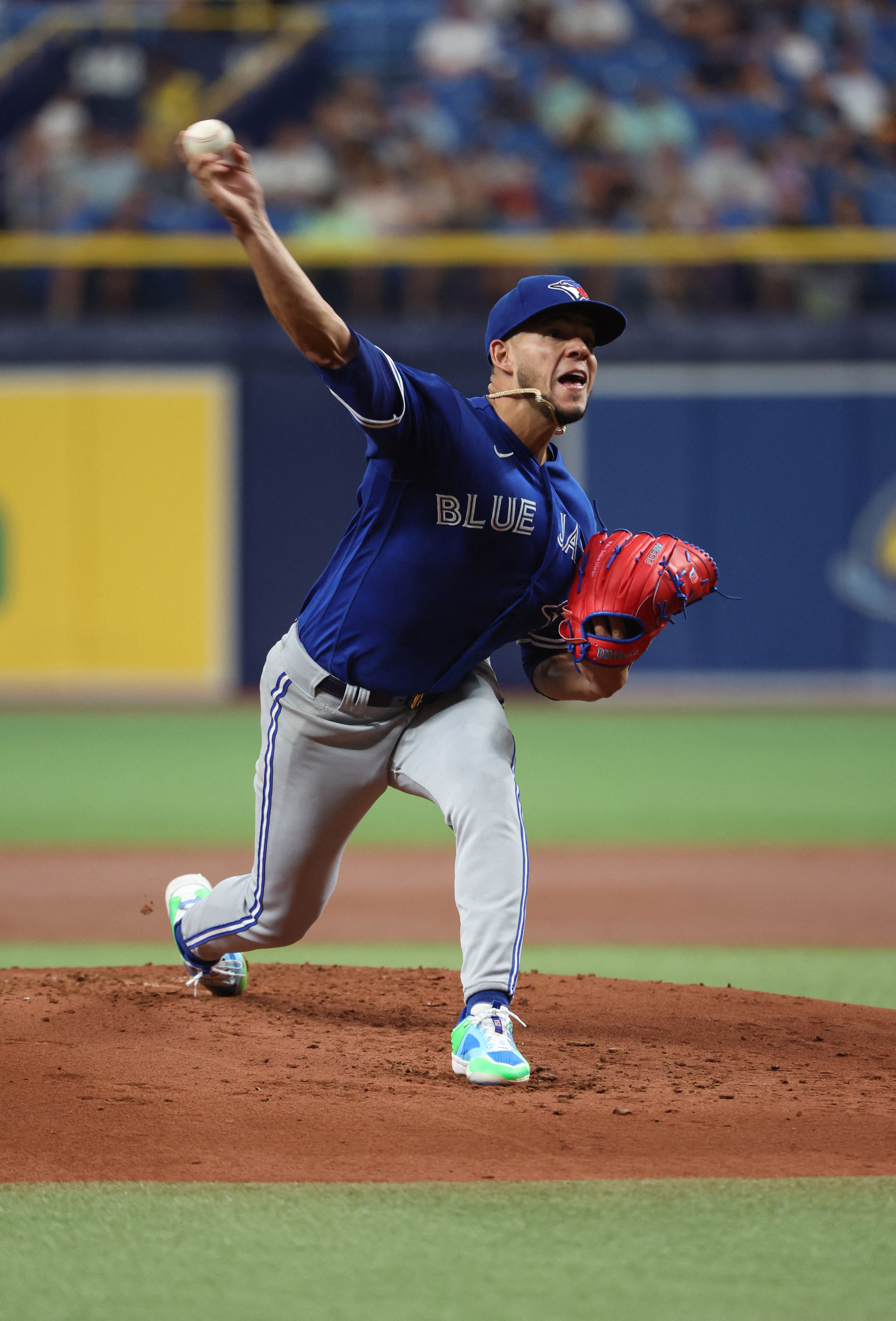 George Springer 4 Toronto Blue Jays baseball player action pose