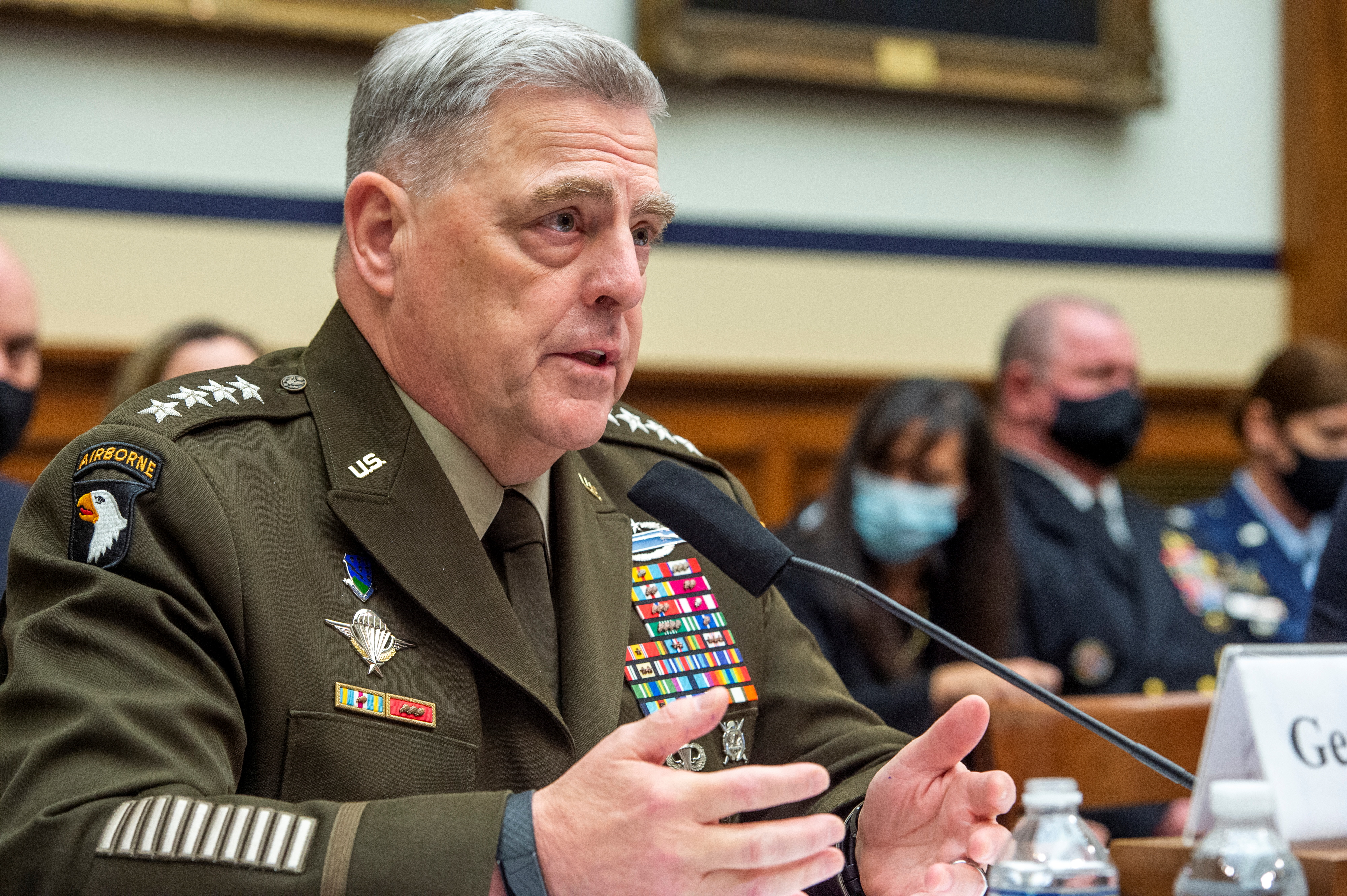 Chairman of the Joint Chiefs of Staff, U.S. Army General Mark A. Milley, responds to questions during a House Armed Services Committee hearing on 