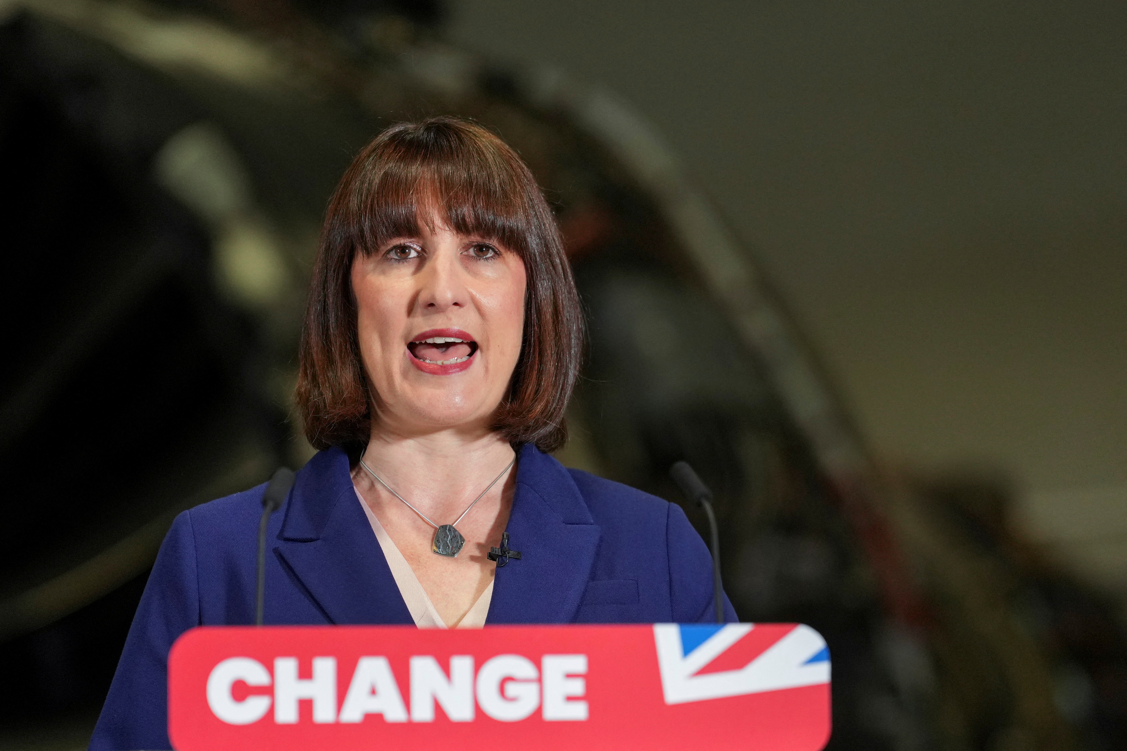 Britain's Shadow Chancellor of the Exchequer and Labour MP Rachel Reeves campaigns in Derby