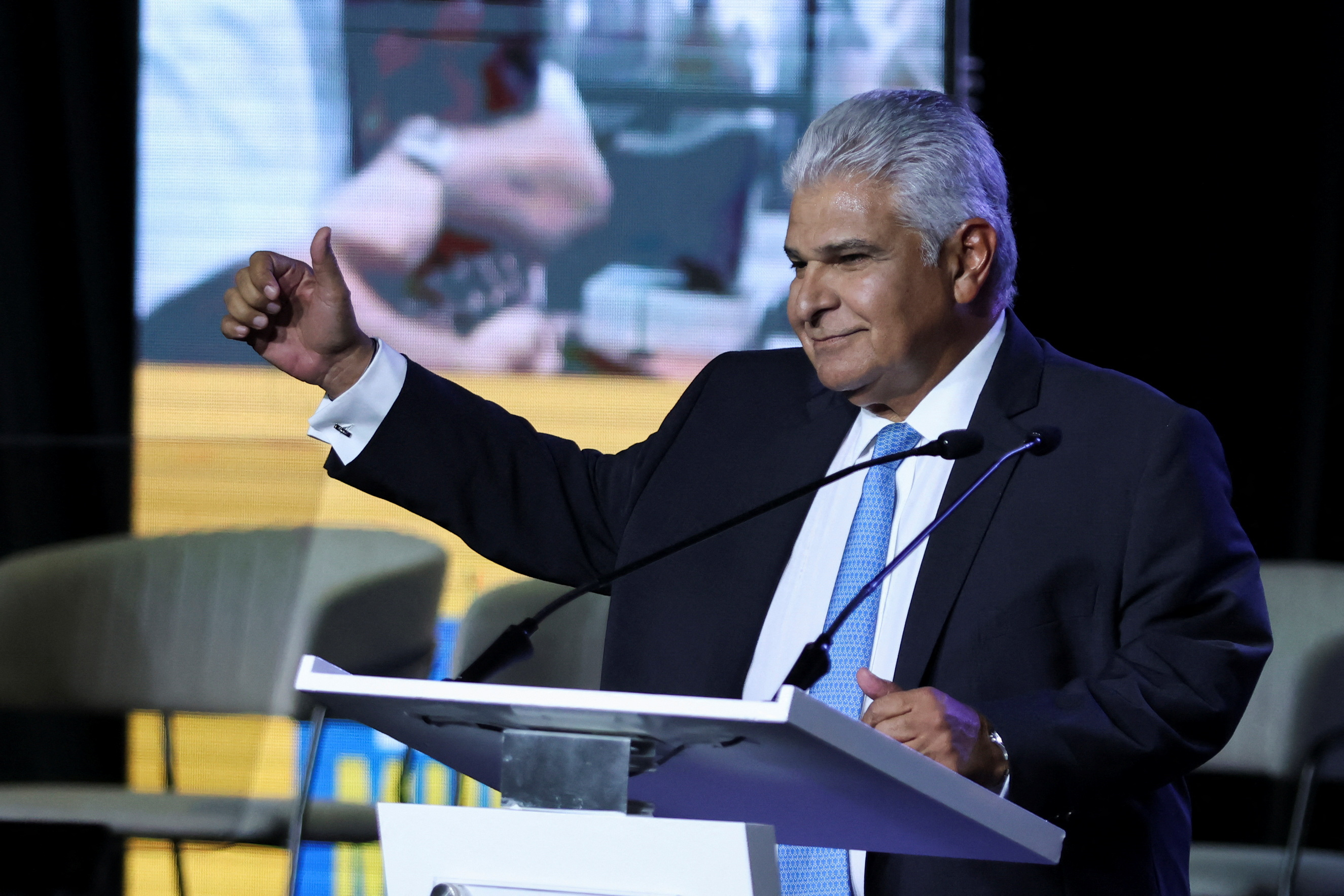 Presidential candidate Jose Raul Mulino holds closing campaign rally, in Panama City