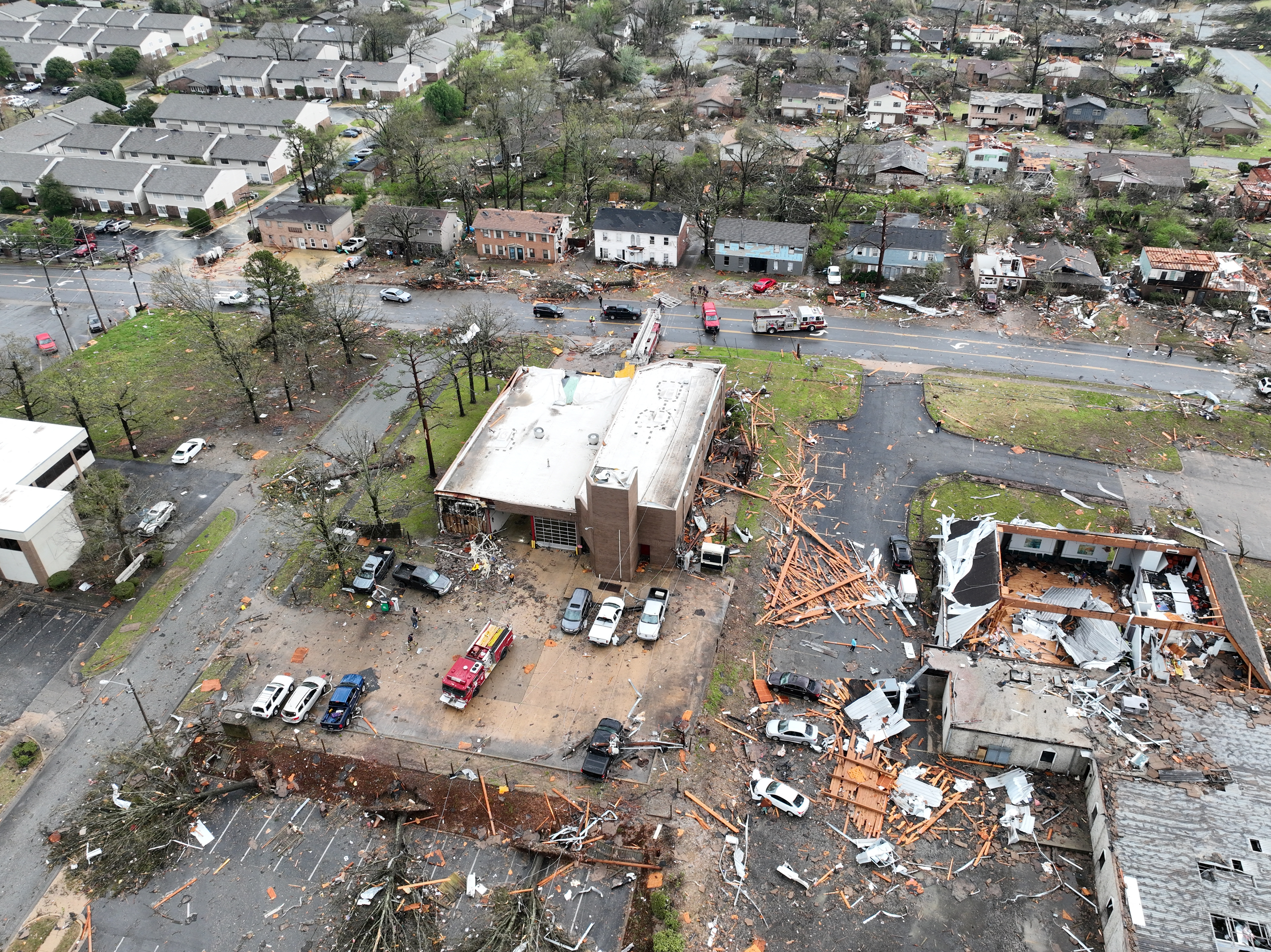 Aftermath of tornado in Little Rock, Arkansas