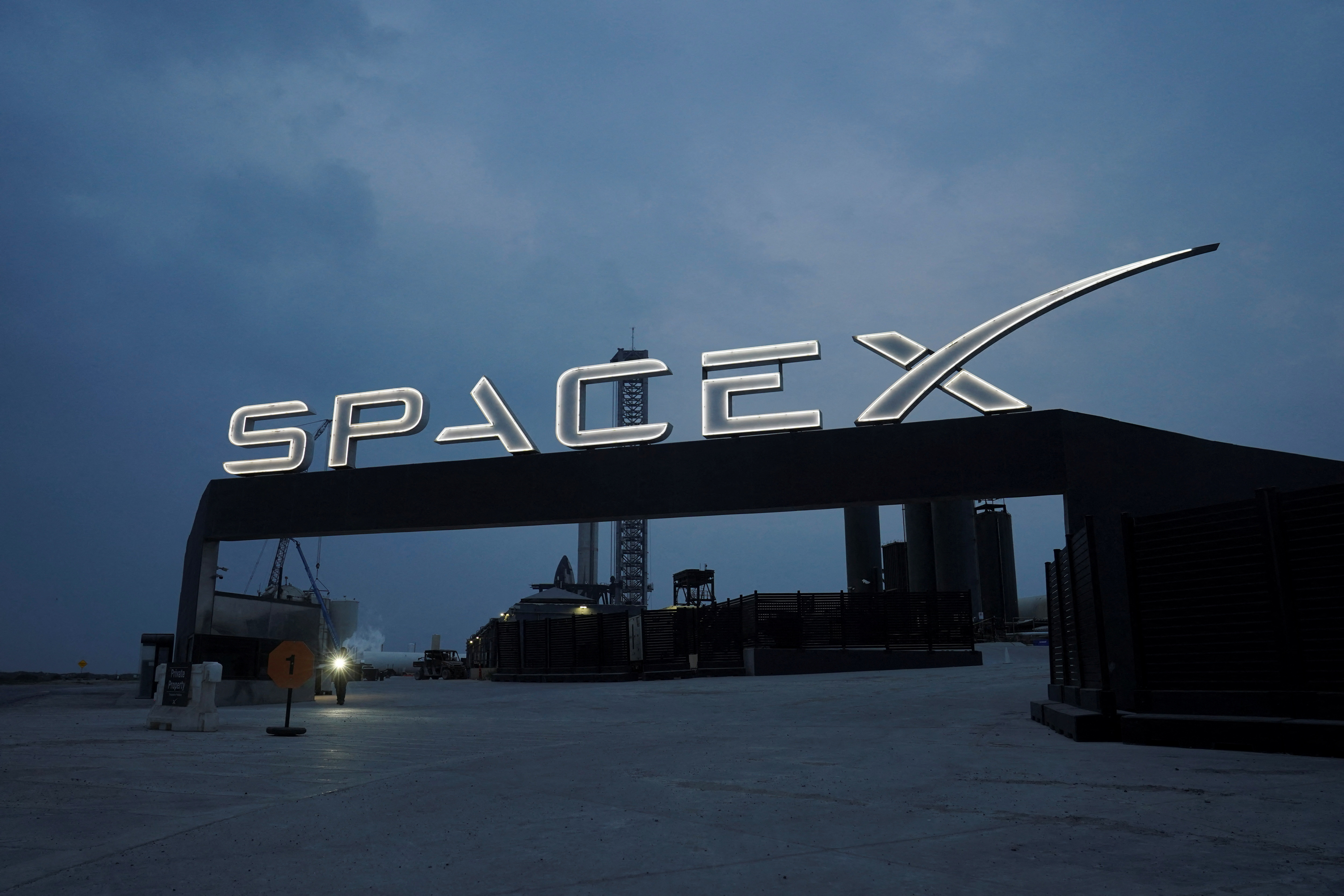 The entrance to the SpaceX rocket launch area is pictured in Brownsville
