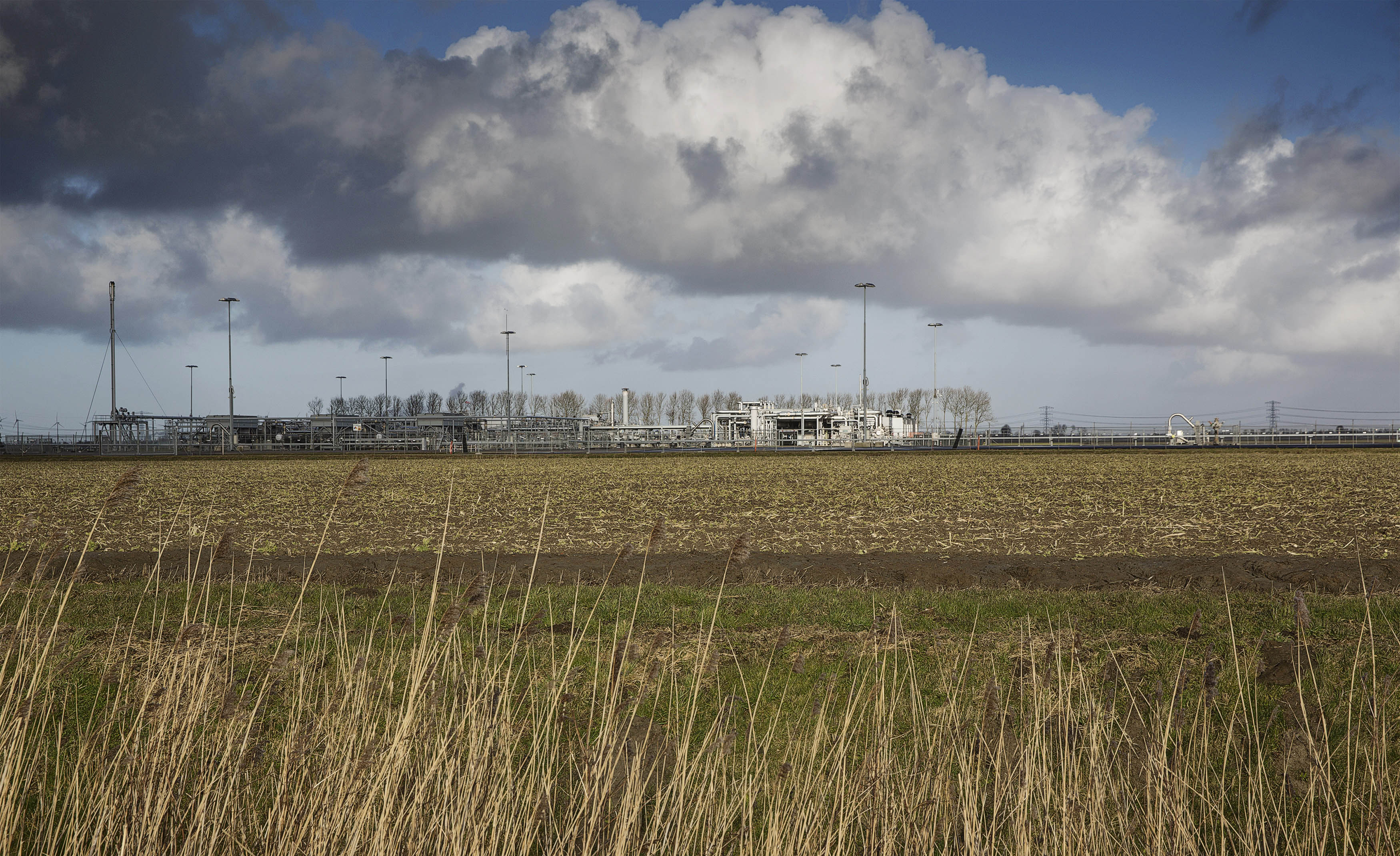 A view of a gas production plant is seen in 't Zand in Groningen