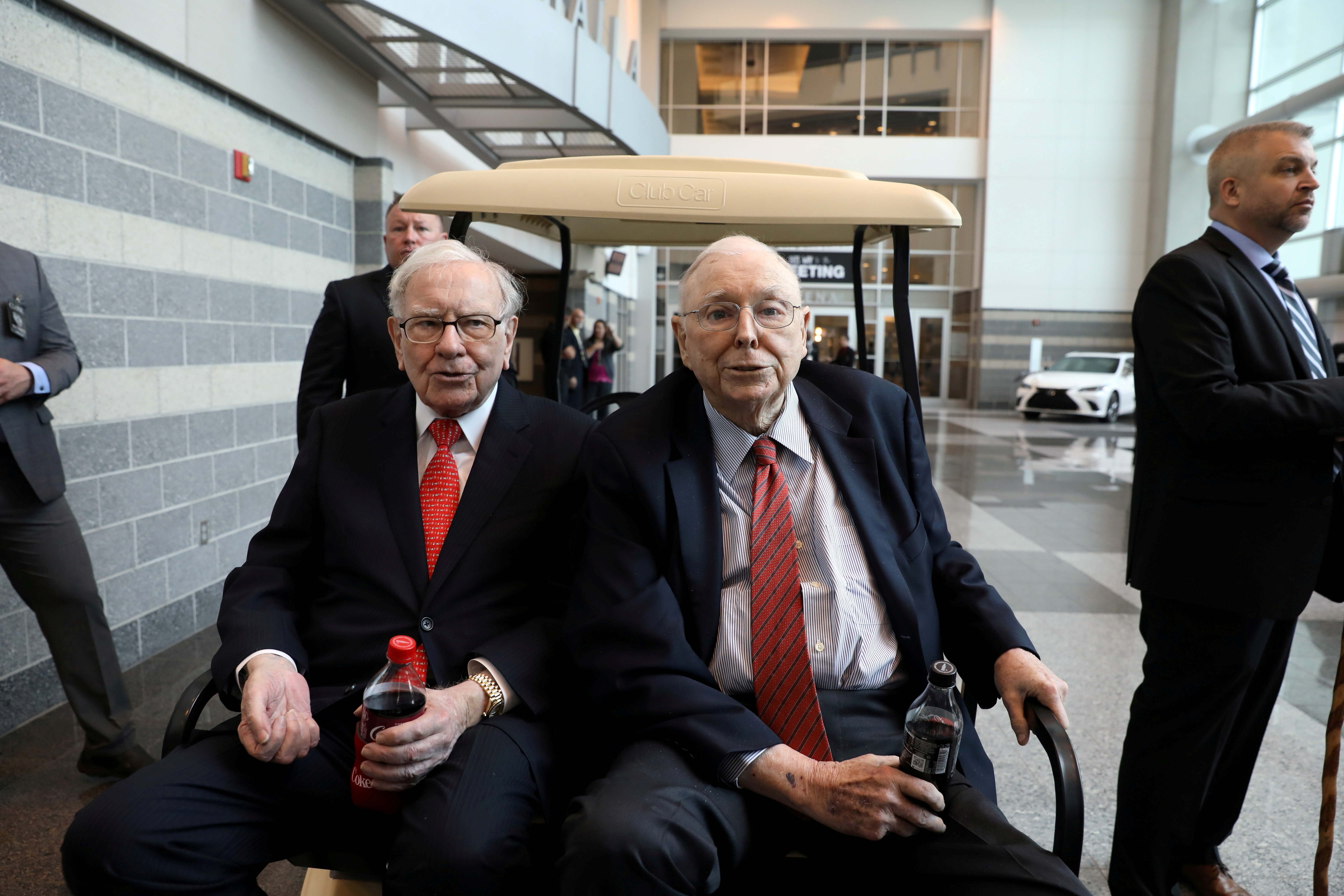Berkshire Hathaway Chairman Warren Buffett (left) and Vice Chairman Charlie Munger at the annual Berkshire shareholder shopping day in Omaha