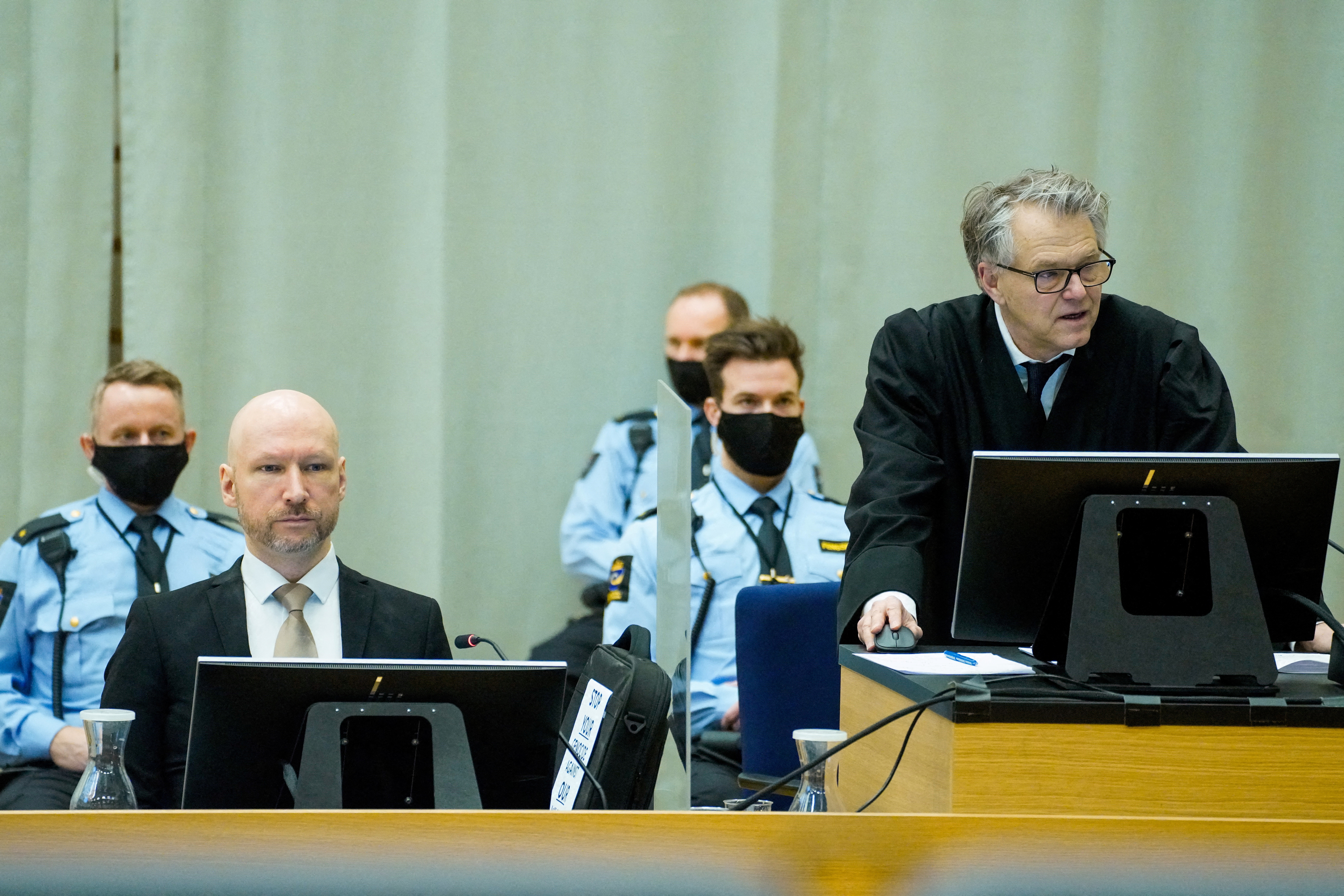 Court hearing for mass killer Breivik's parole request in Skien