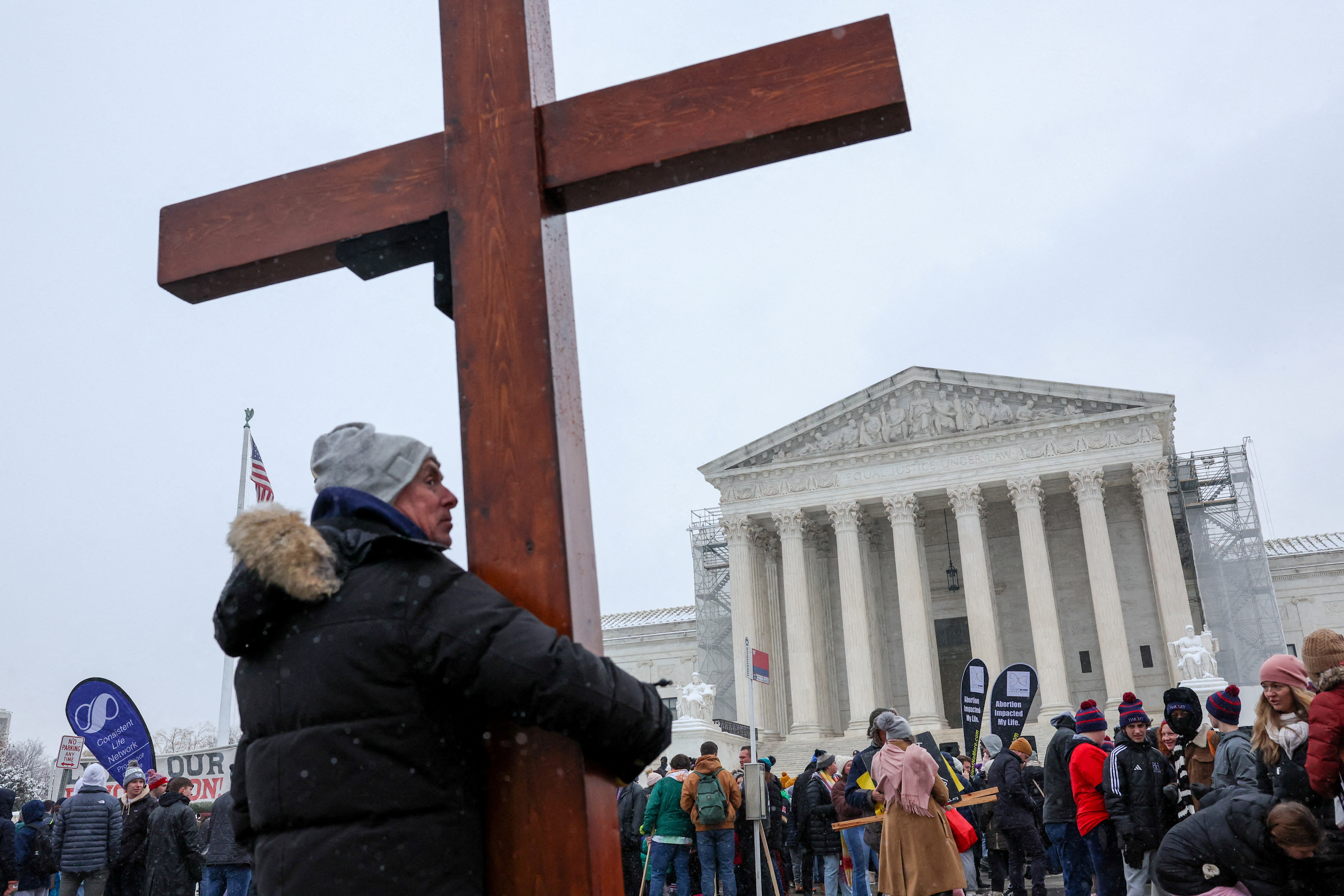 Anti-abortion demonstrators participate in the annual "March for Life", in Washington