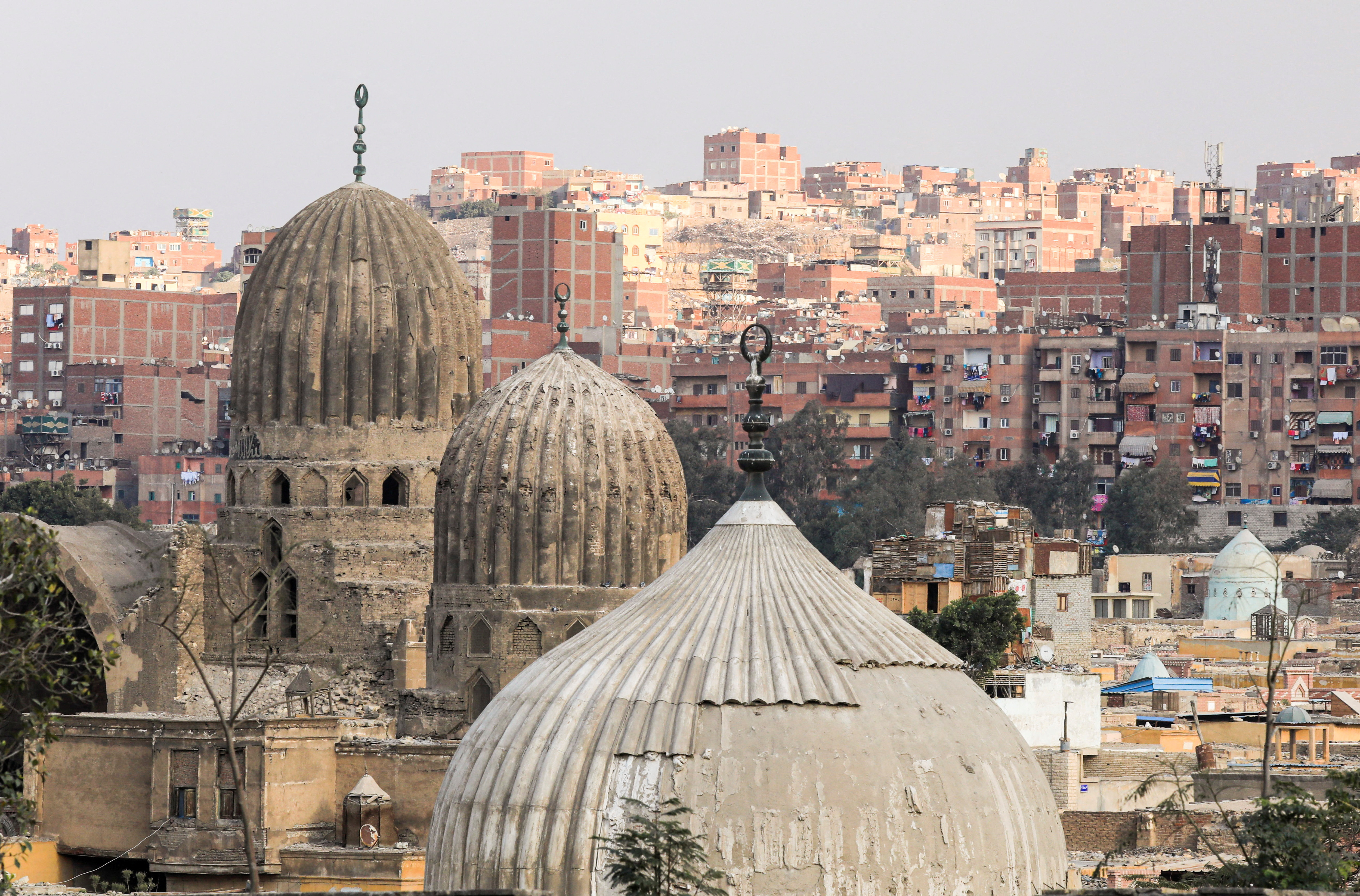 A general view of community houses and minarets are seen in the old Cairo