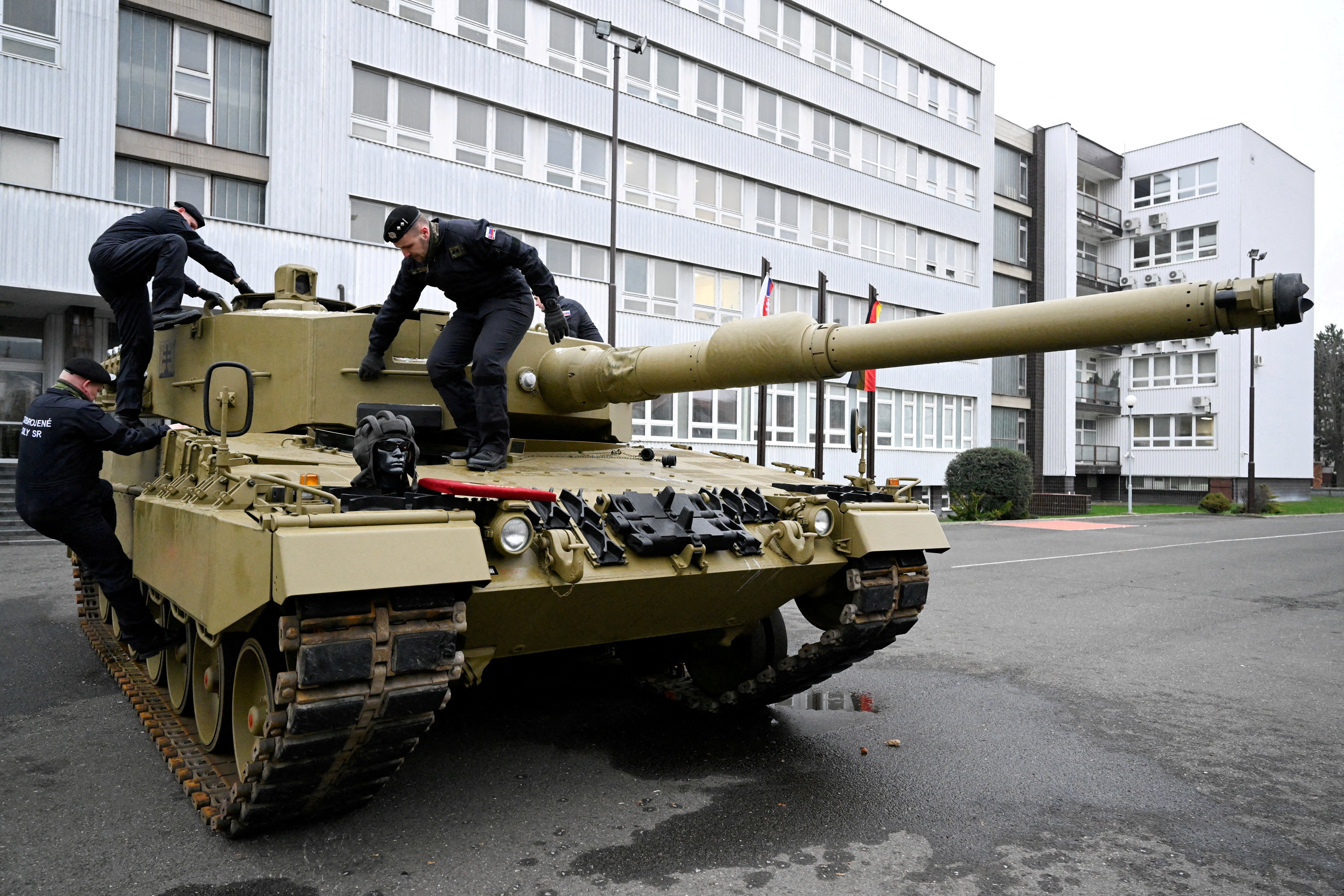 Germany delivers its first Leopard tanks to Slovakia, in Bratislava