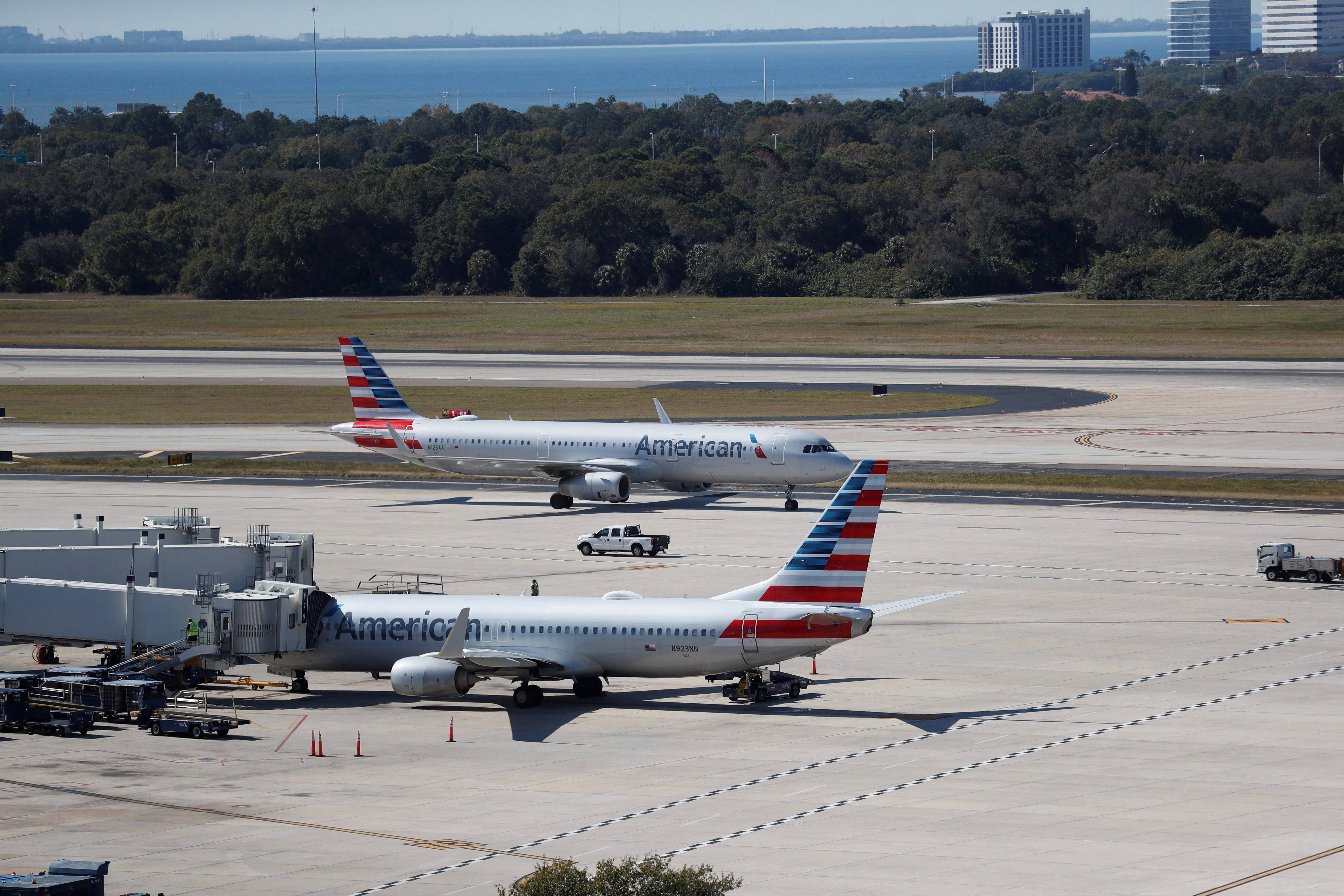 American Airlines planes are seen at the Tampa International Airport