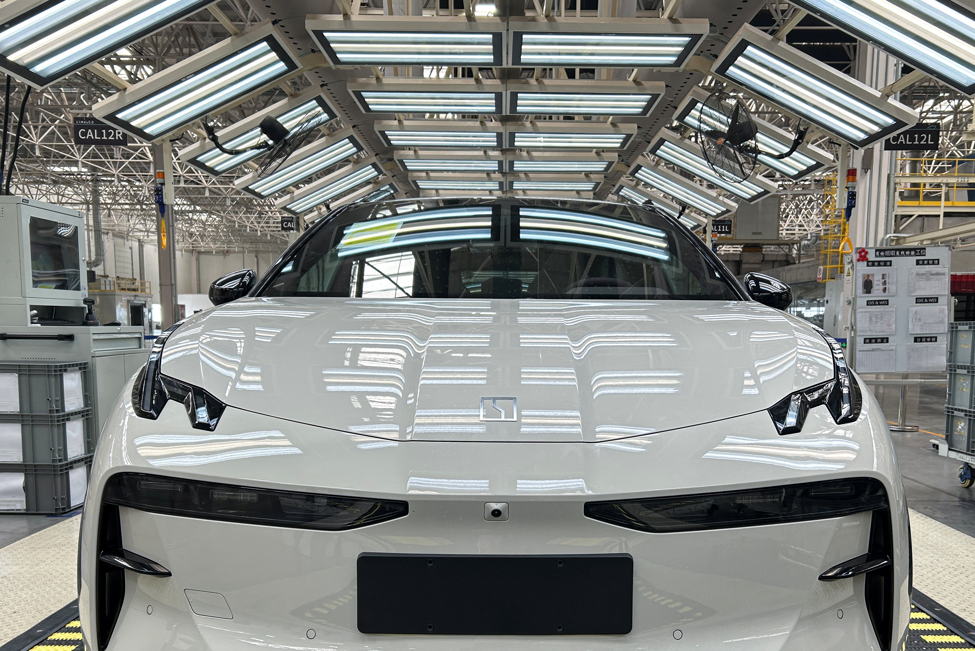 Zeekr X trial production model is pictured on an assembly line at the Geely's plant in Chengdu, Sichuan