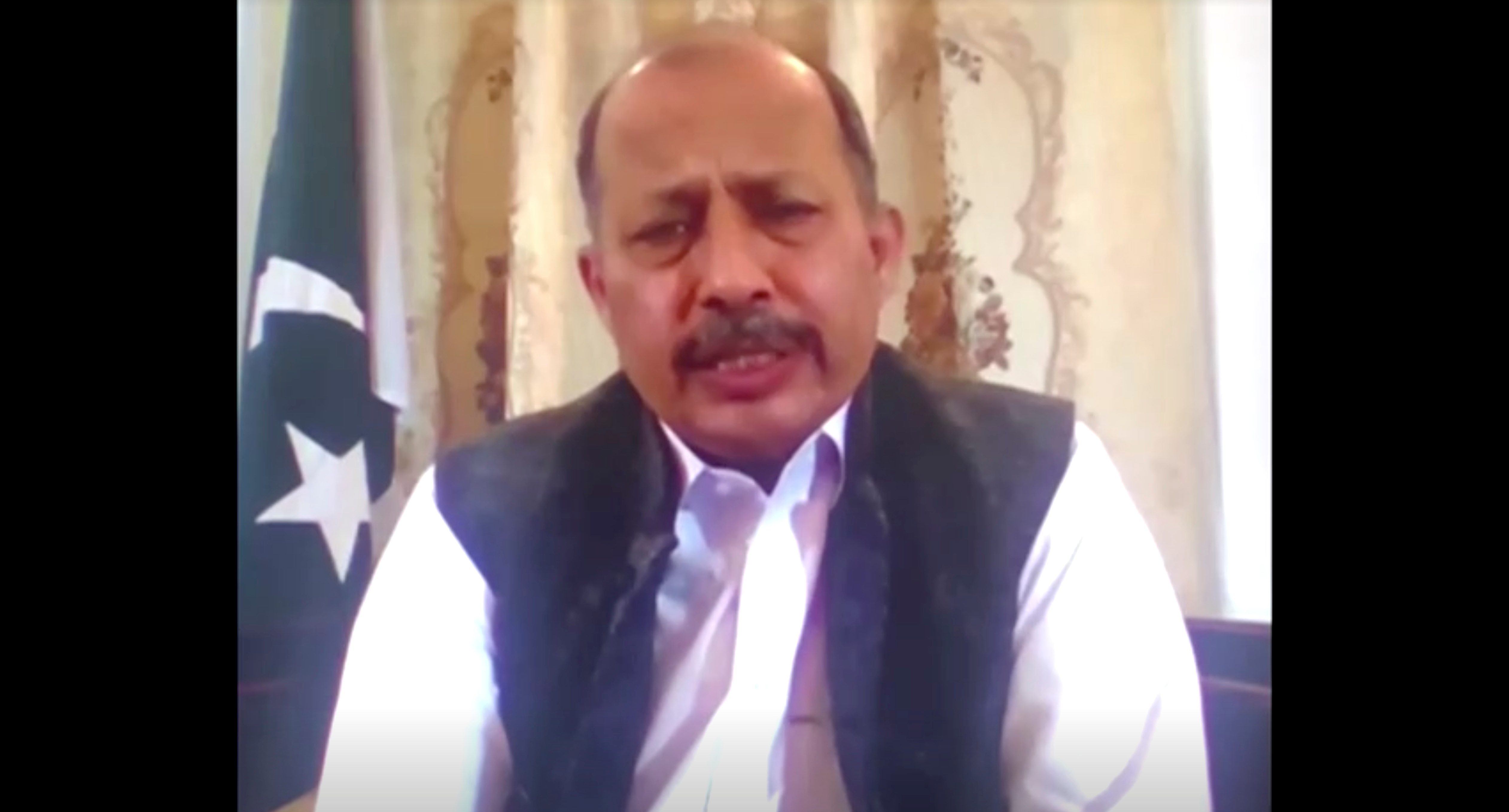 Pakistan’s Ambassador to Afghanistan, Mansoor Ahmad Khan, speaks during a discussion, in this screen grab taken from a video, in Kabul, Afghanistan September 27, 2021. REUTERS TV via REUTERS