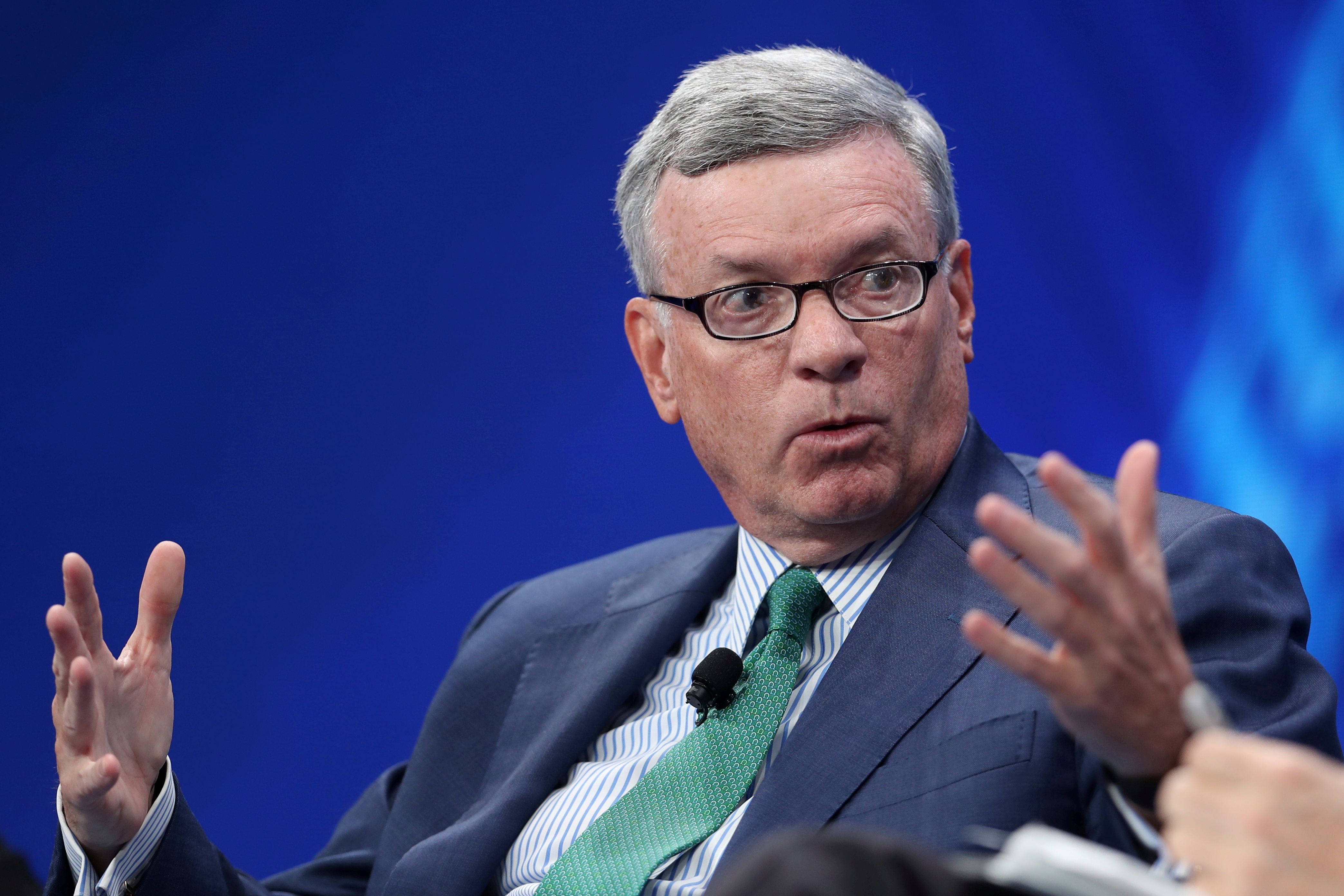 Alfred Kelly, Jr., CEO, Visa Inc. speaks at the 2019 Milken Institute Global Conference in Beverly Hills, California, U.S., April 29, 2019. REUTERS/Lucy Nicholson/File Photo
