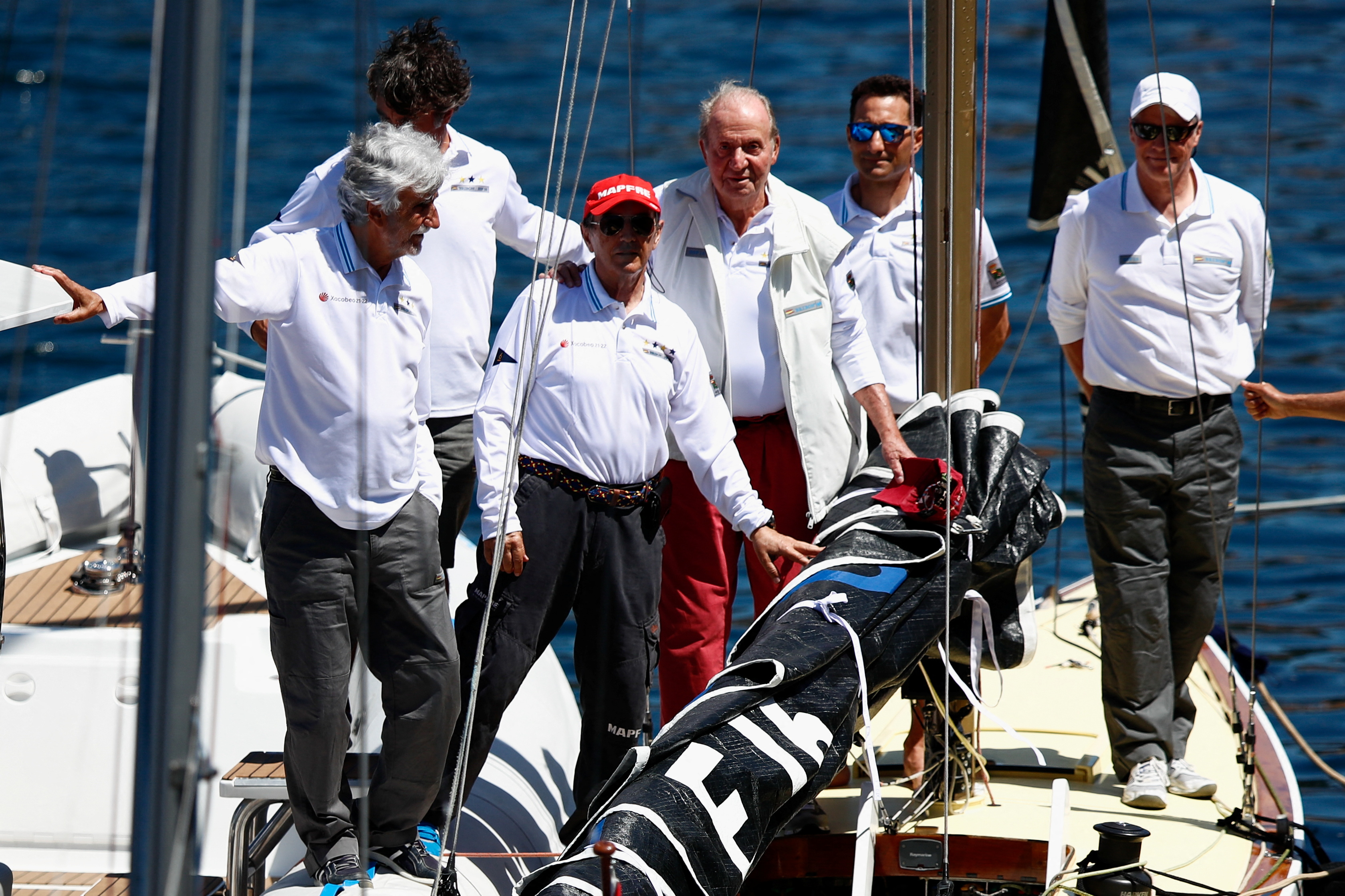 Former Spanish King Juan Carlos attends a sailing regatta at the Sailing Club in Sanxenxo
