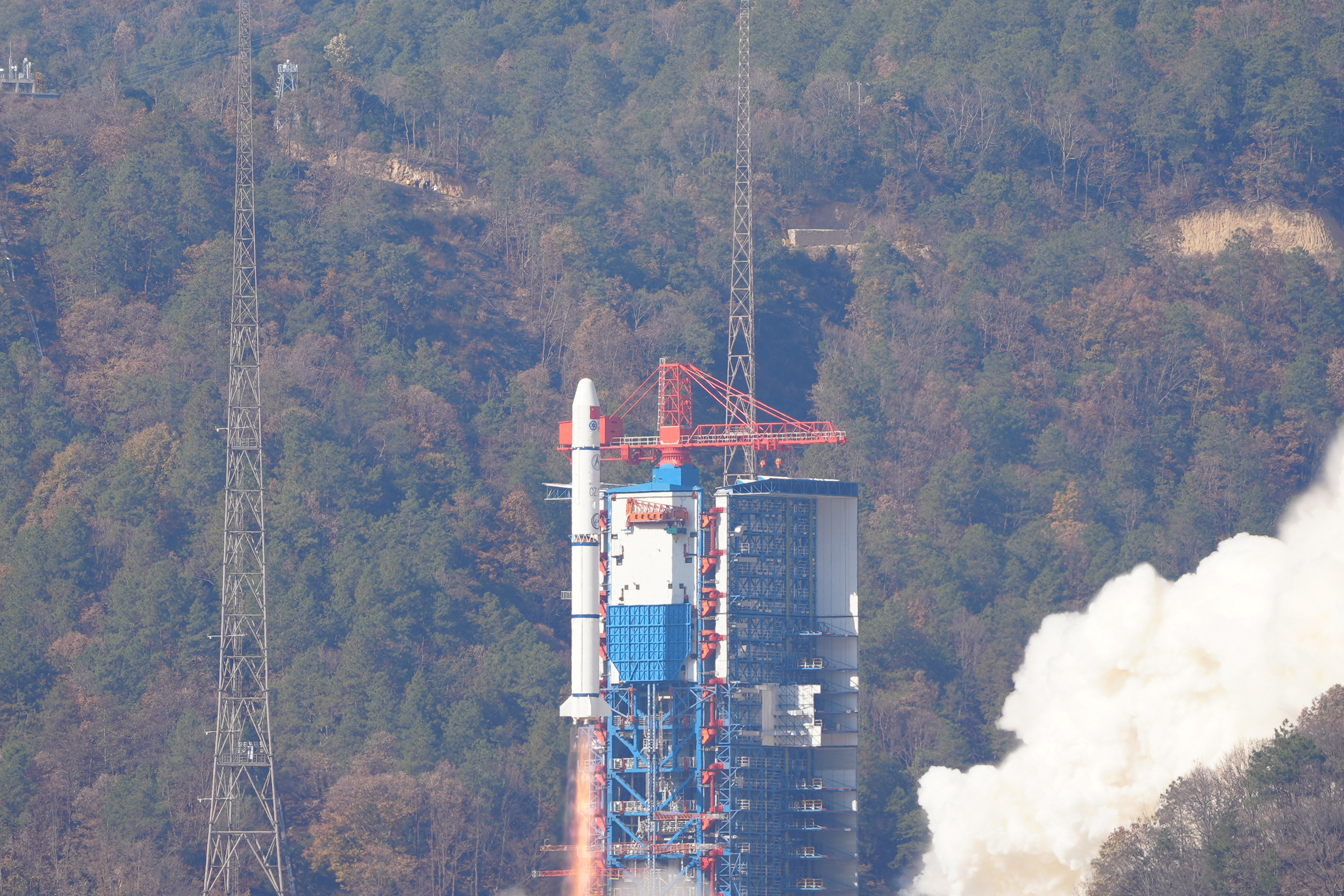 Long March-2C carrier rocket carrying a satellite called Einstein Probe takes off from the Xichang Satellite Launch Center