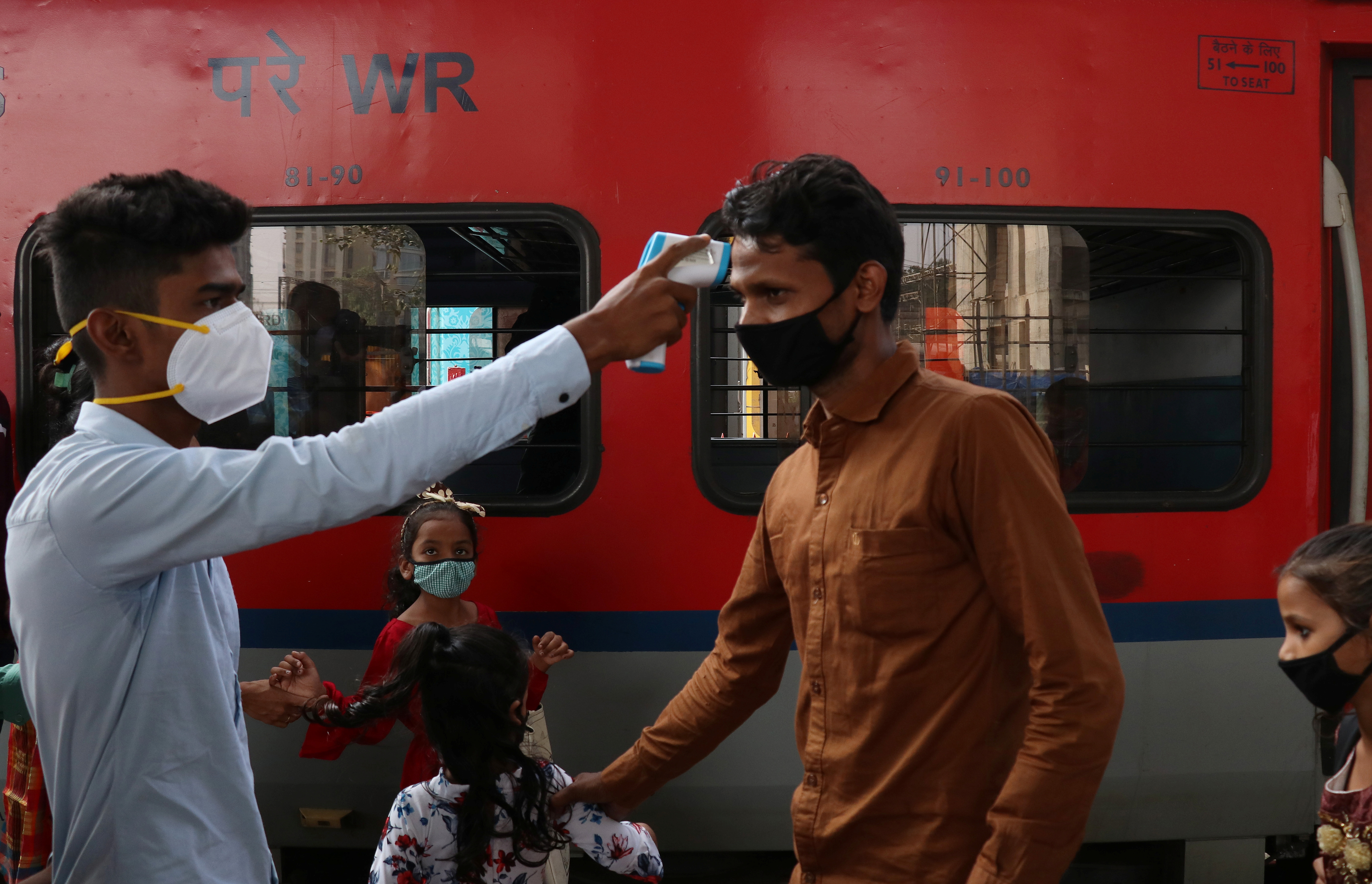 Rapid antigen testing drive for the COVID-19 at railway station platform in Mumbai