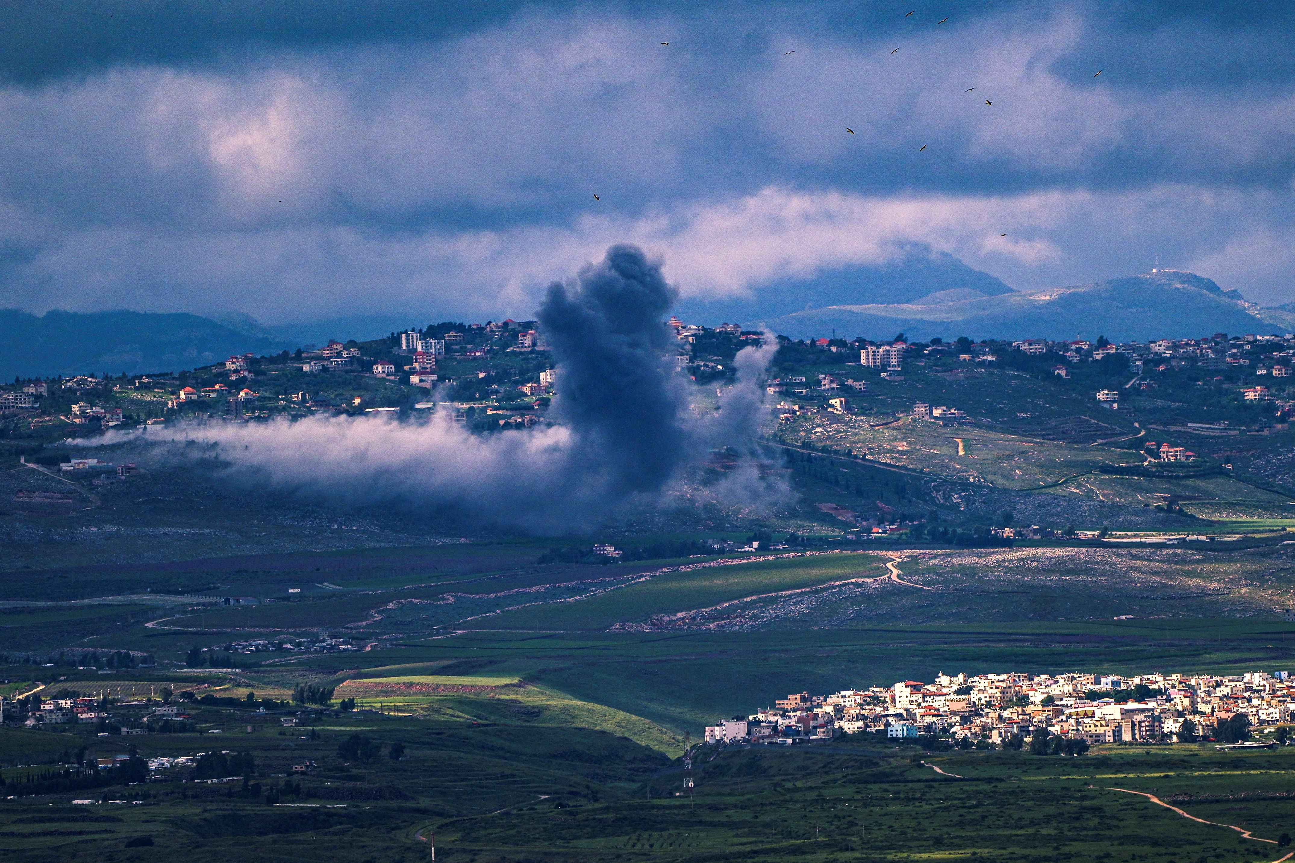 Smoke rises on the Lebanese side of the border between Israel and Lebanon after an Israeli strike, as seen from northern Israel