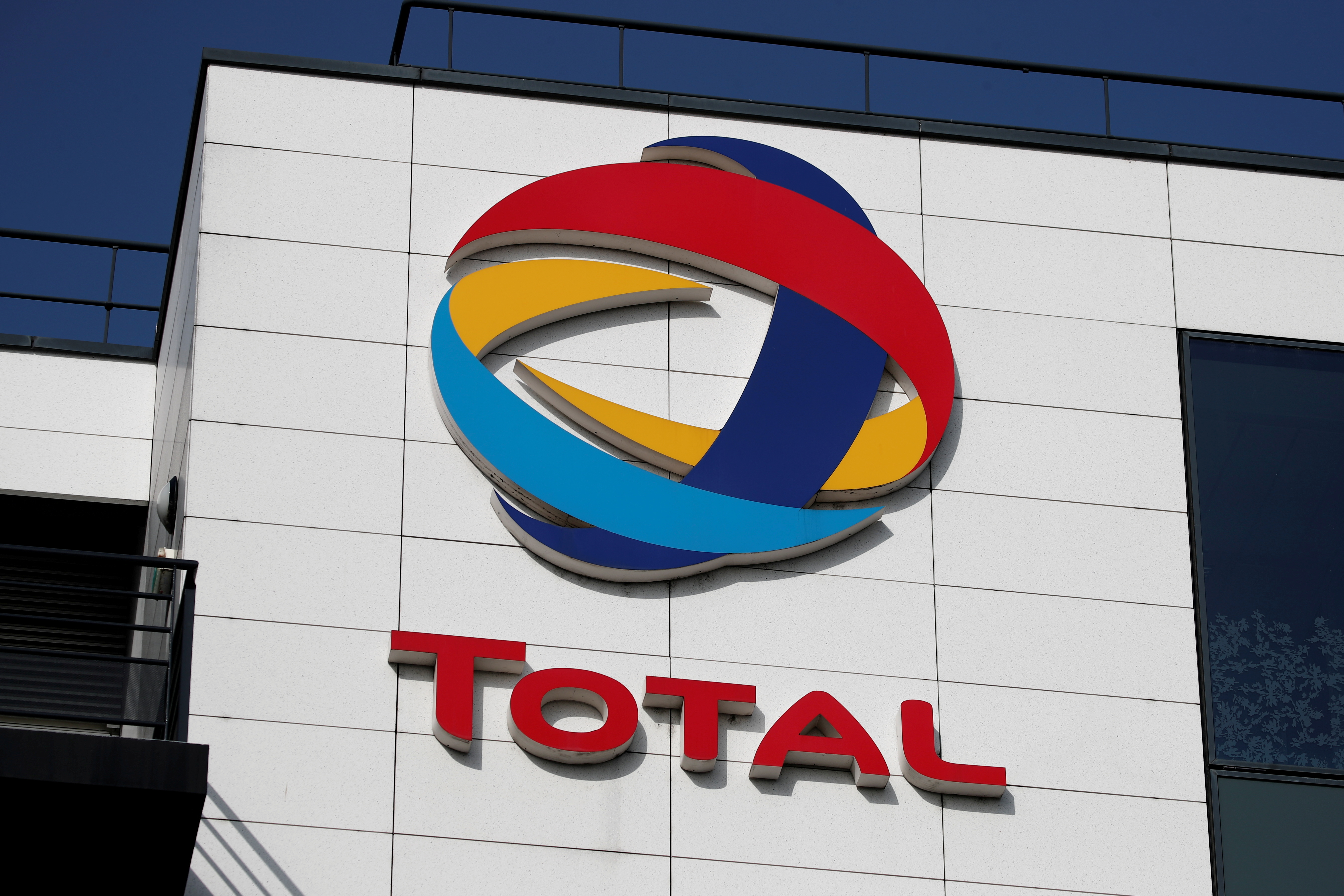 The logo of French oil and gas company Total is seen in Rueil-Malmaison